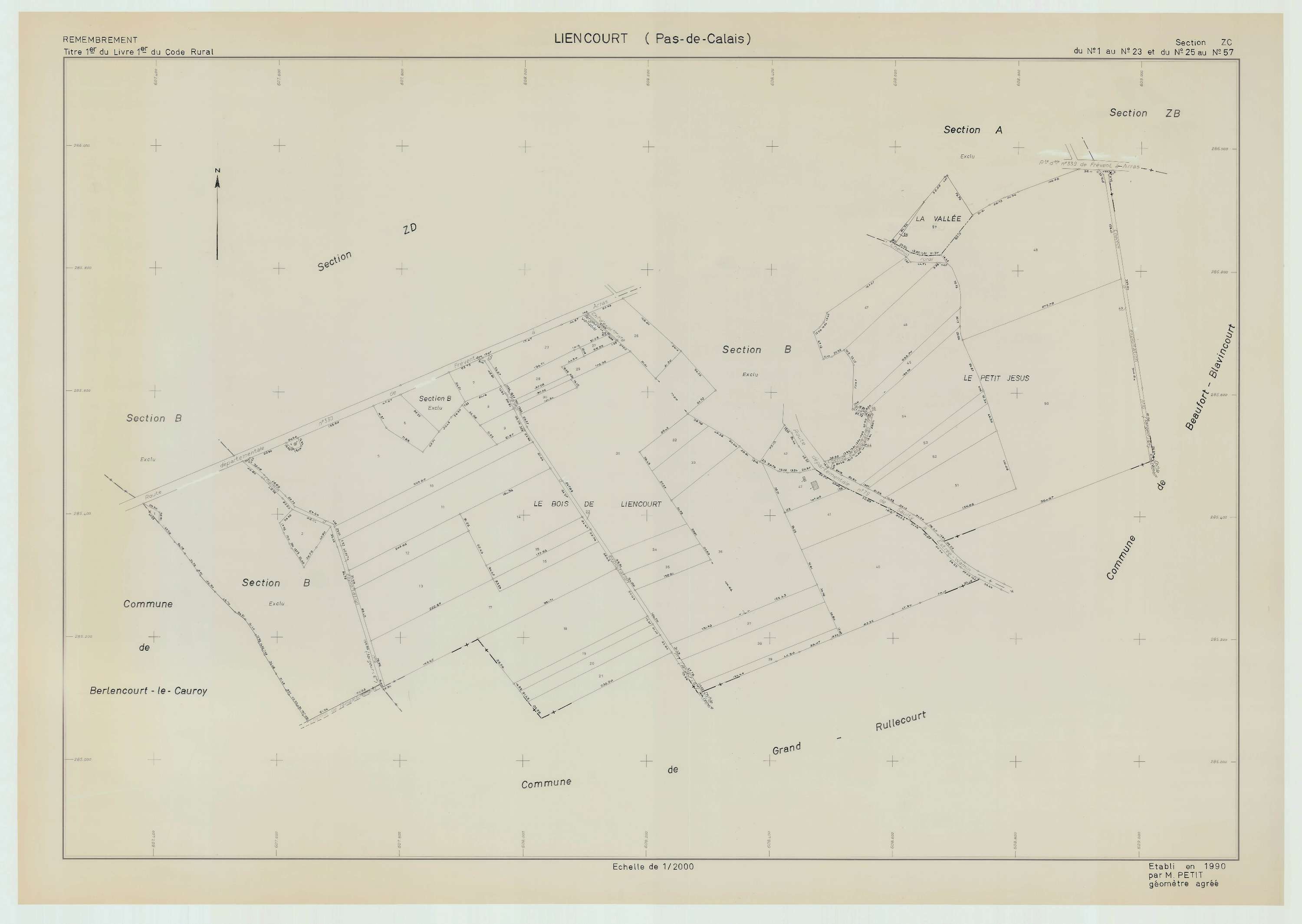 Liencourt - Plan de remembrement : section ZC.