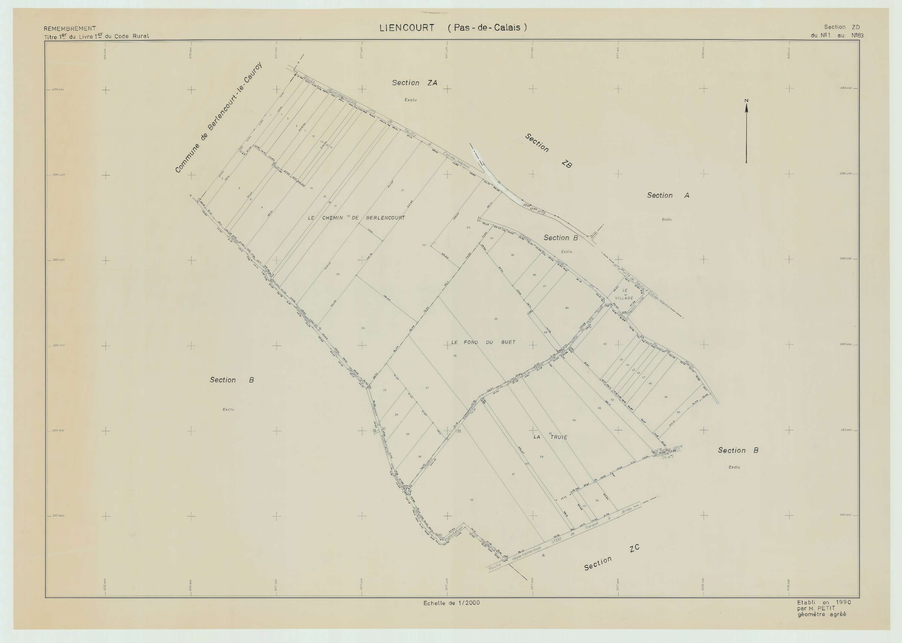 Liencourt - Plan de remembrement : section ZD.