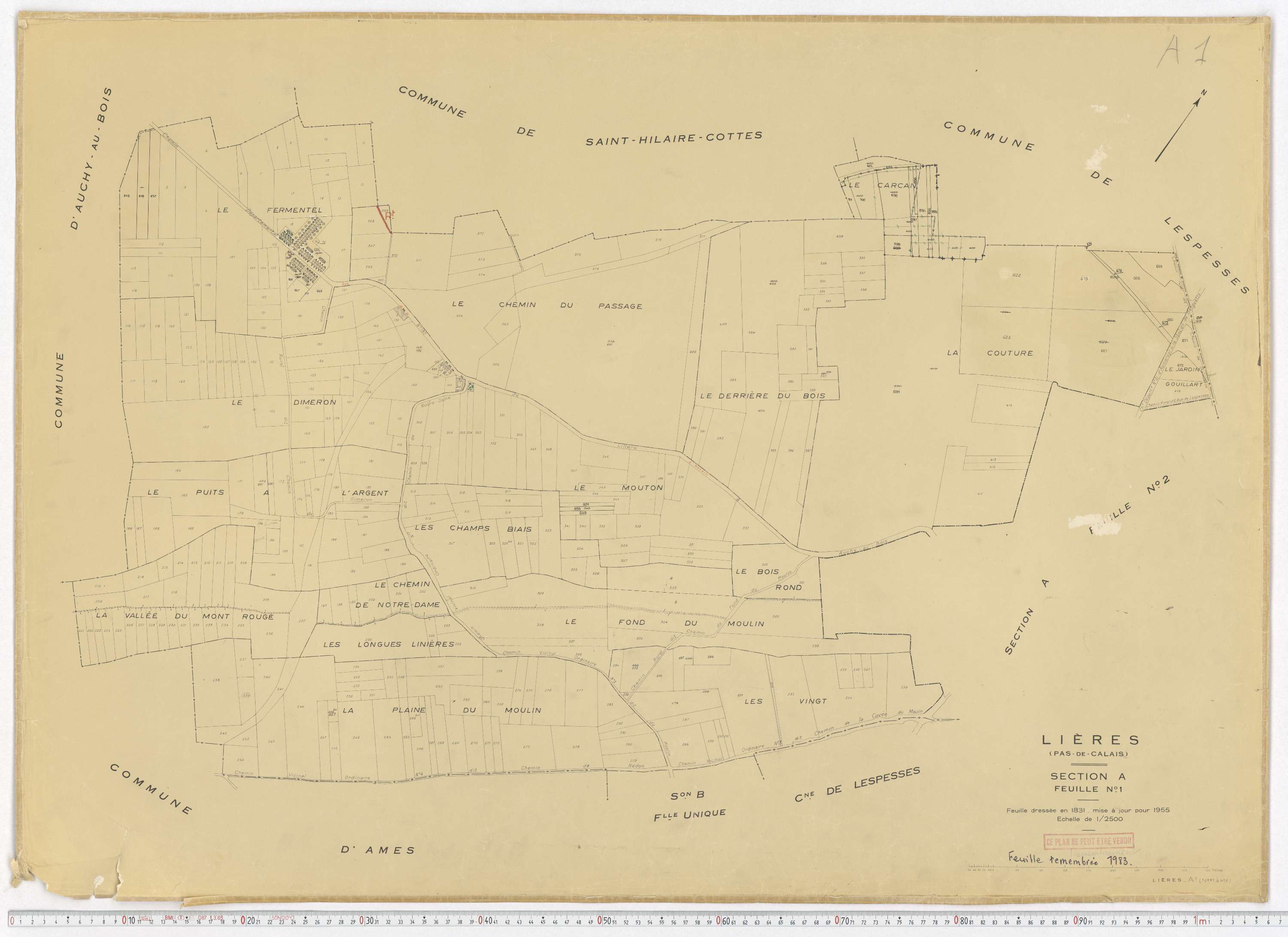 Lières - Section A, feuille 1.