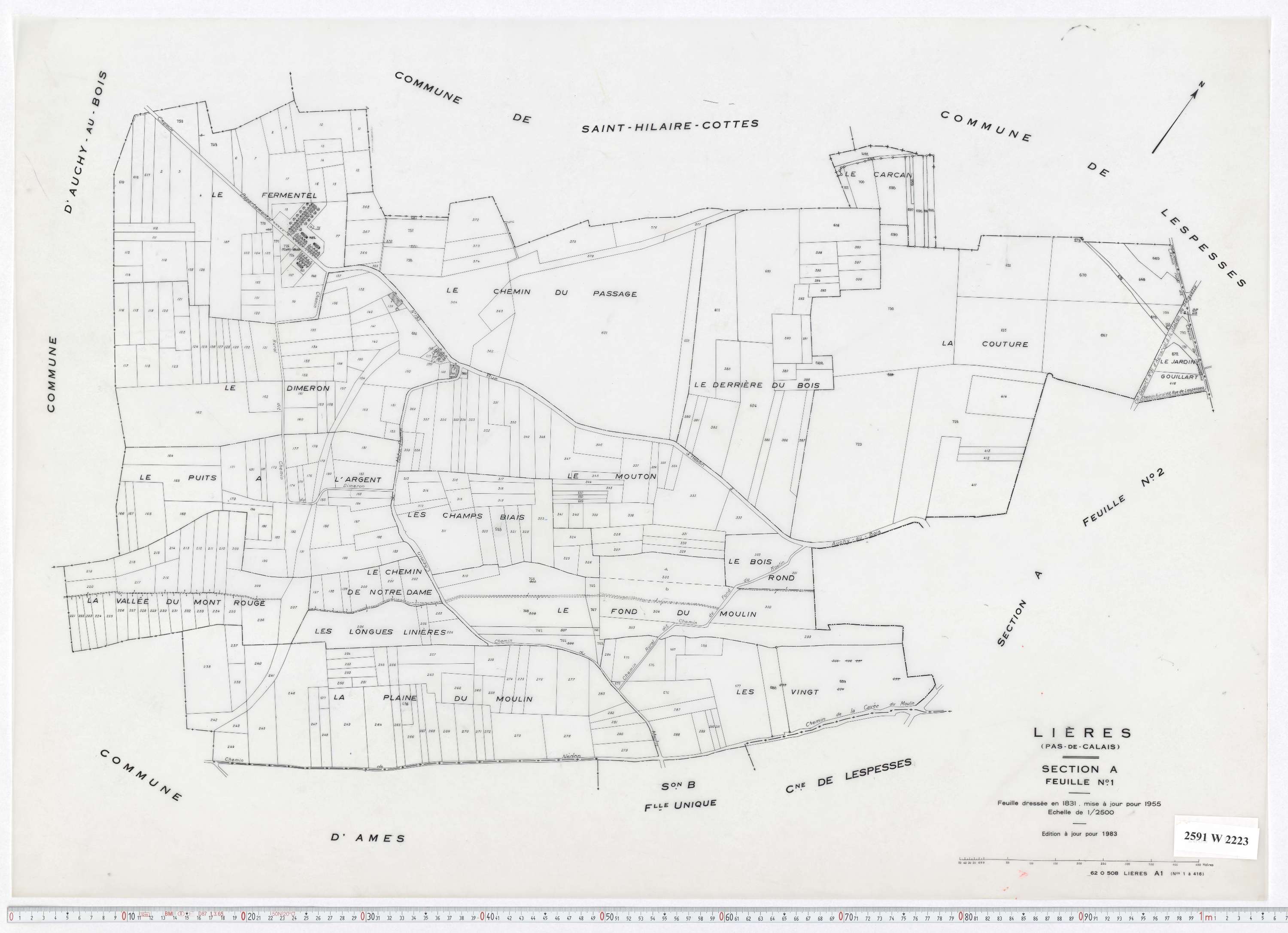 Lières - Section A, feuille 1.