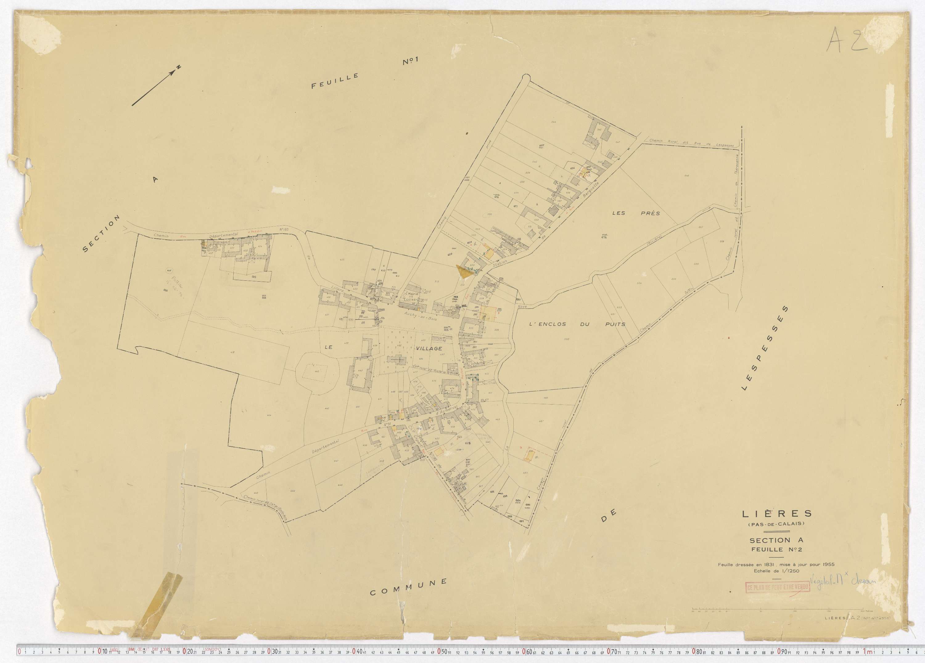 Lières - Section A, feuille 2.