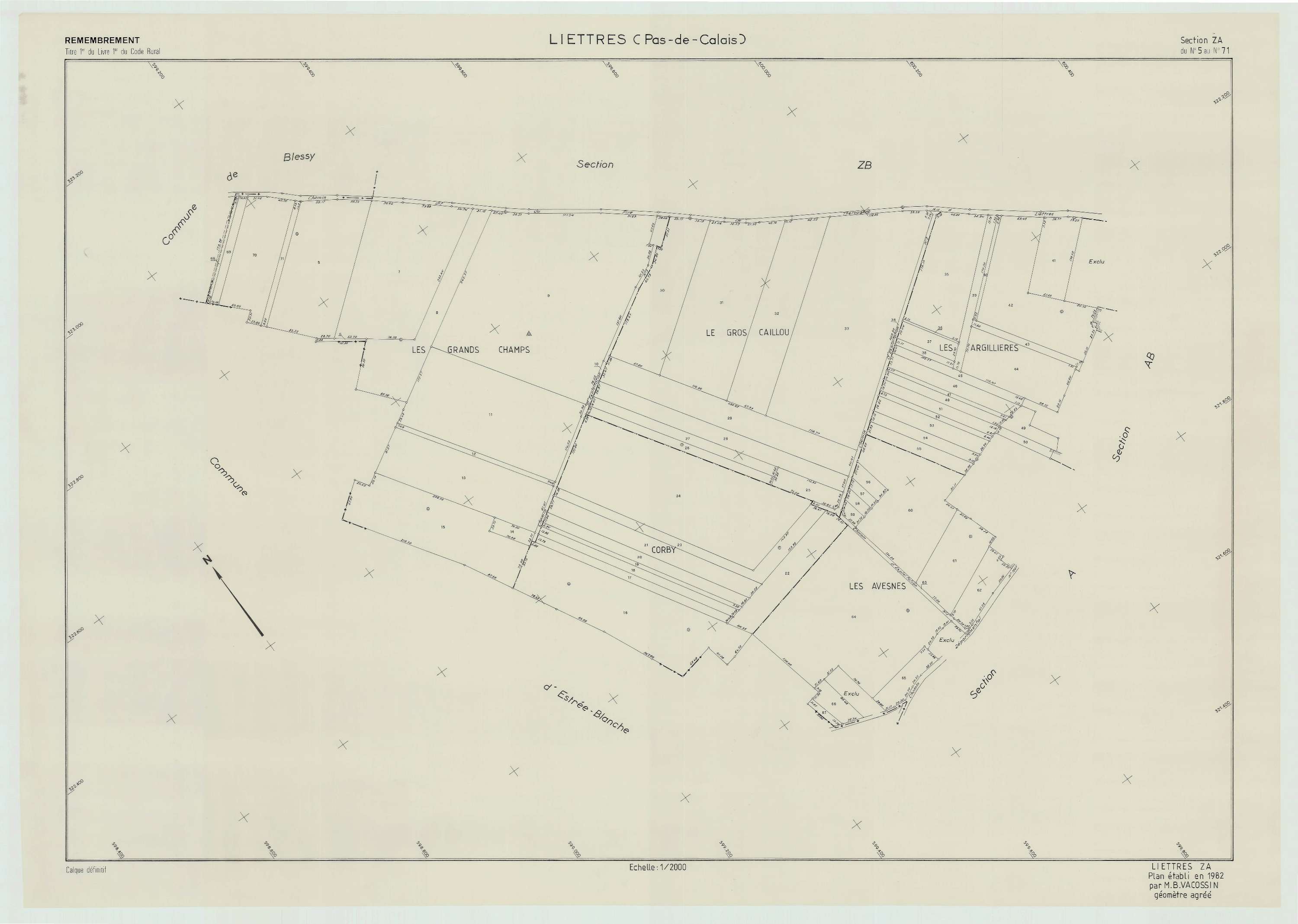 Liettres - Plan de remembrement : section ZA.
