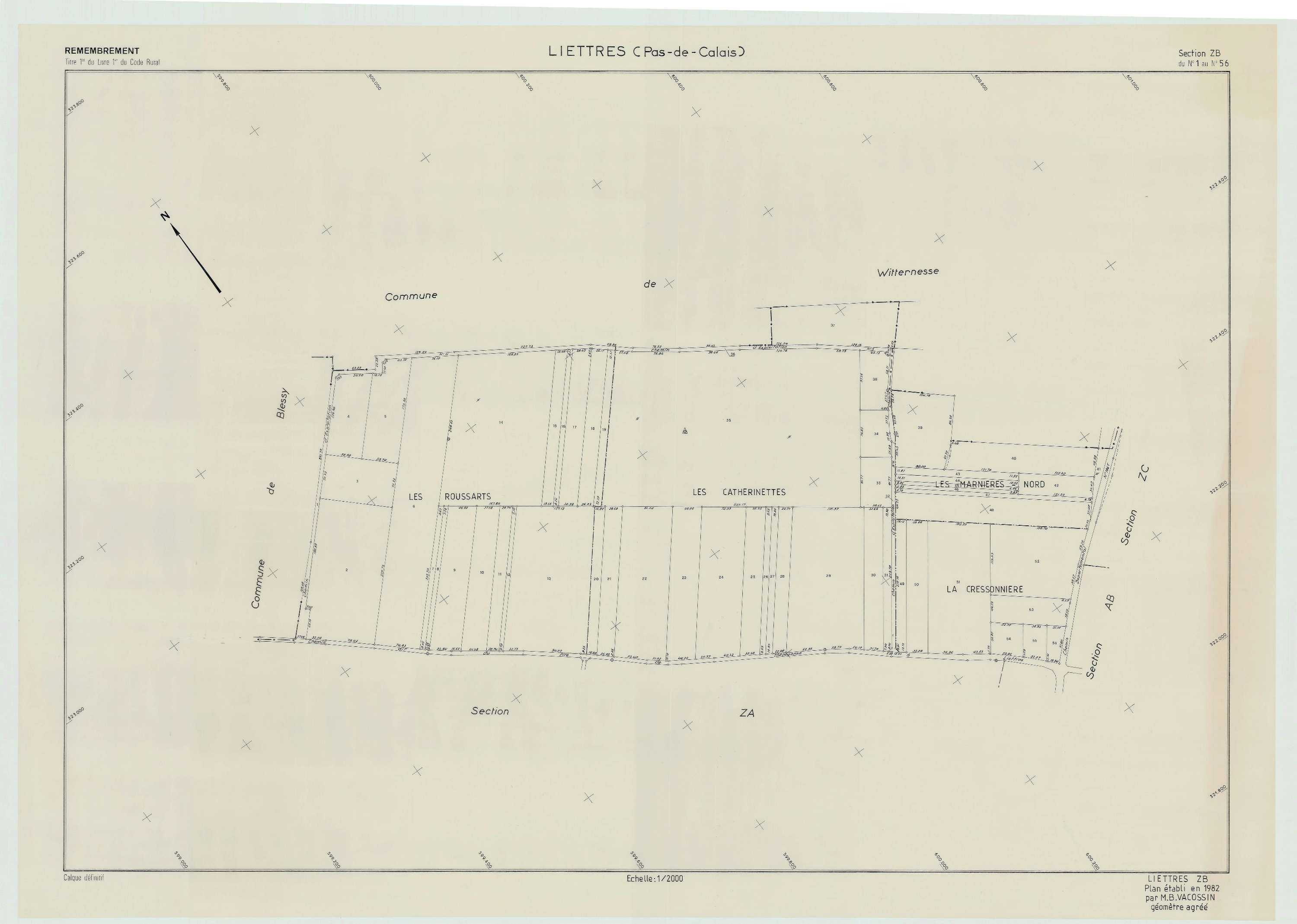 Liettres - Plan de remembrement : section ZB.