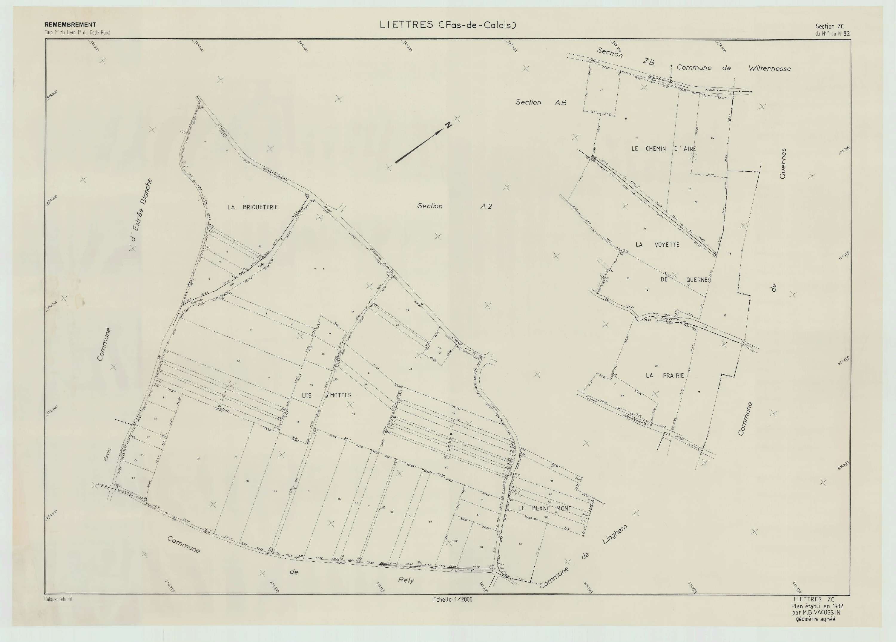 Liettres - Plan de remembrement : section ZC.