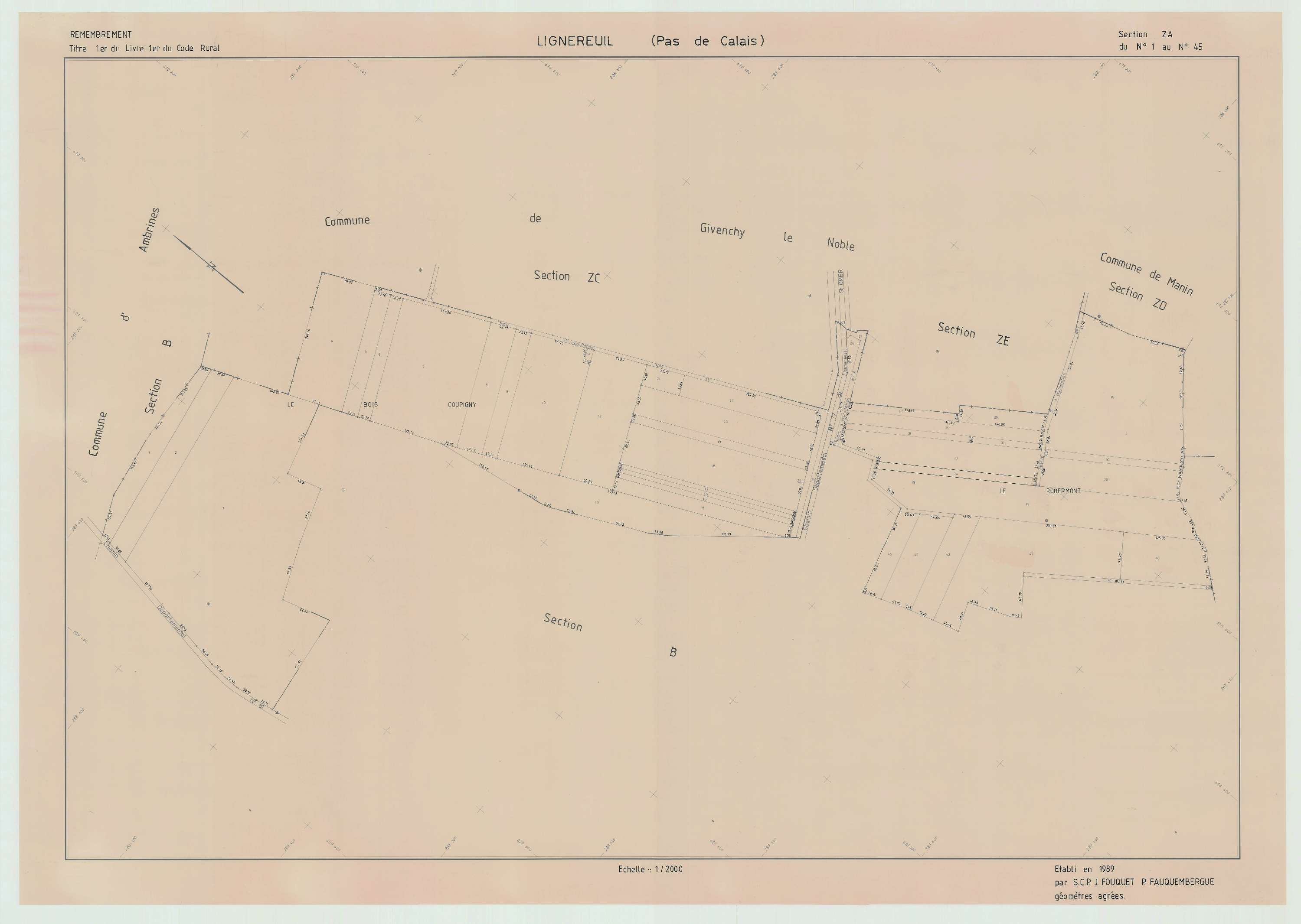 Lignereuil - Plan de remembrement : section ZA.