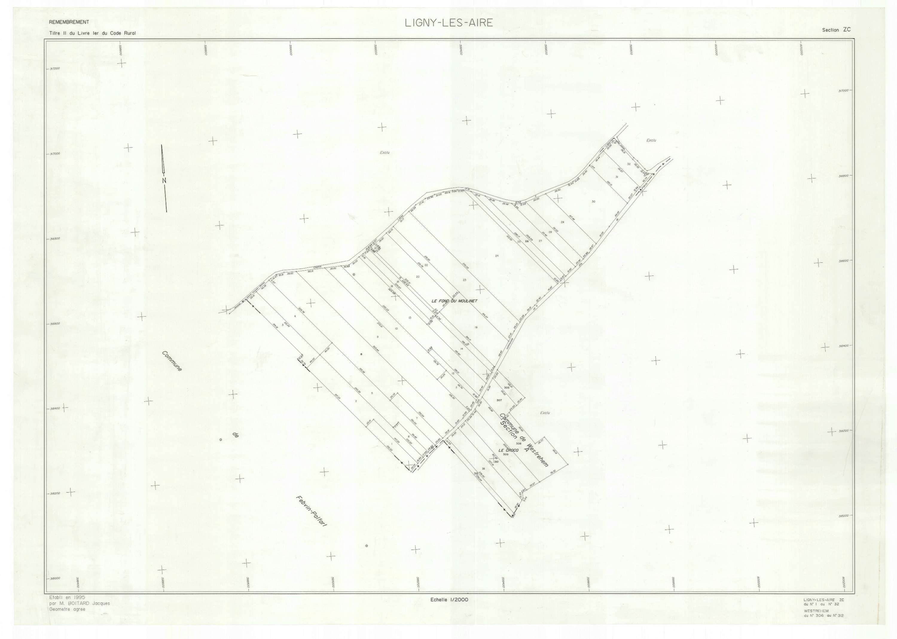 Ligny-lès-Aire - Plan de remembrement : section ZC.