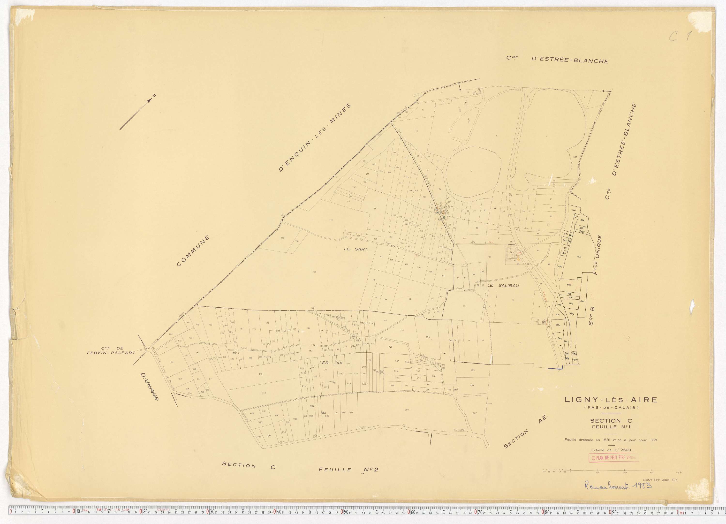 Ligny-lès-Aire - Section C, feuille 1.