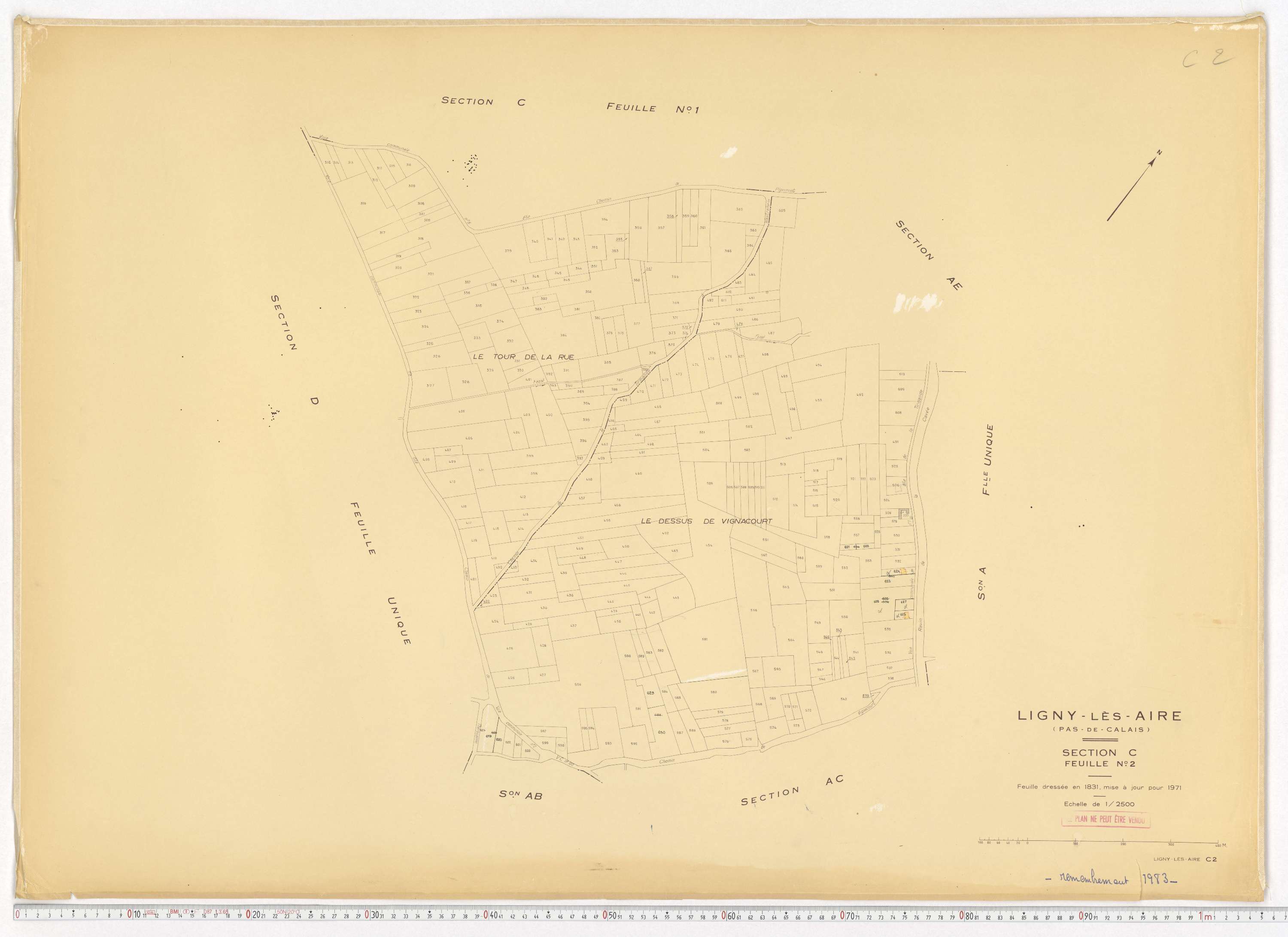 Ligny-lès-Aire - Section C, feuille 2.