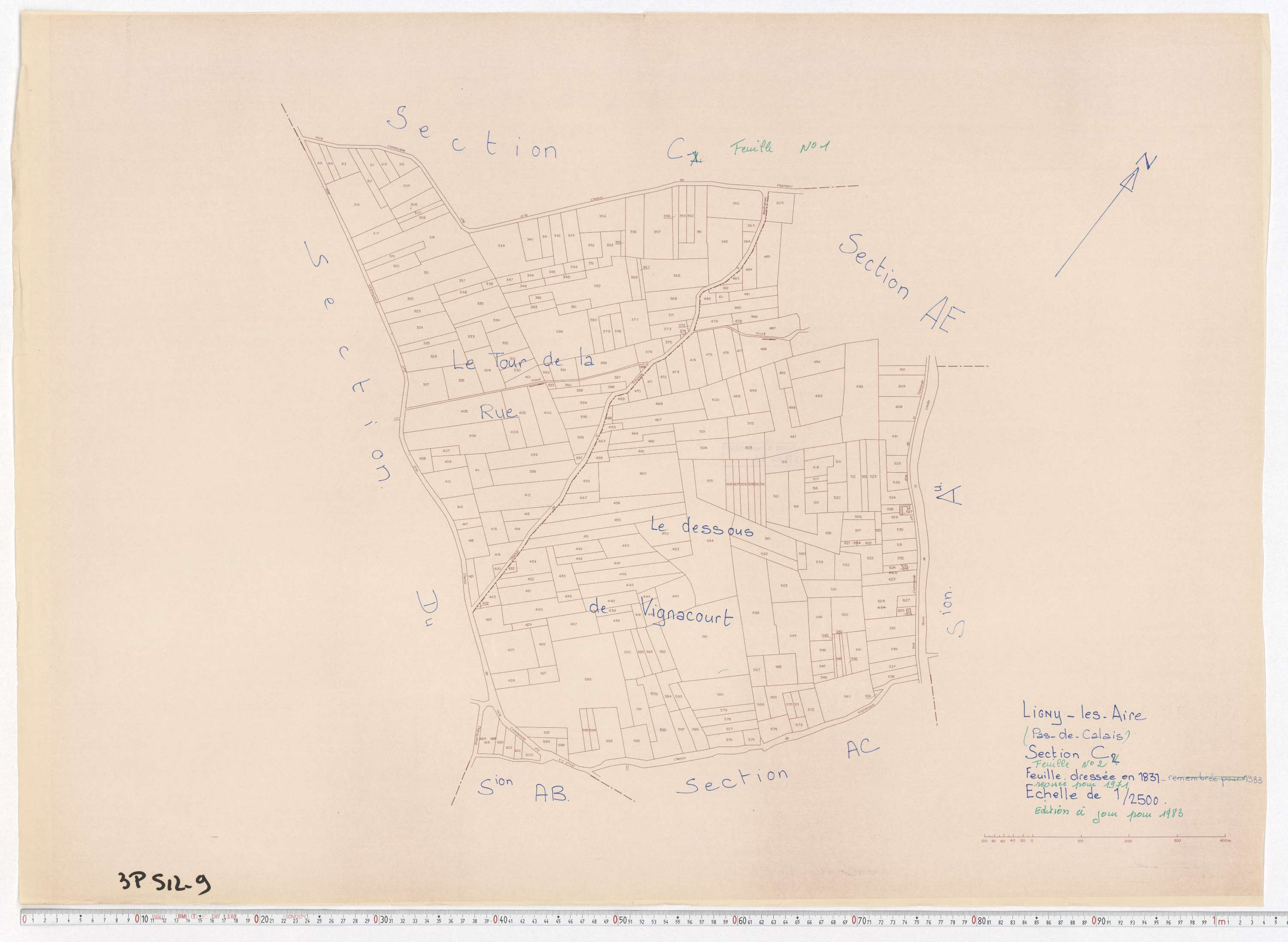 Ligny-lès-Aire - Section C, feuille 2.