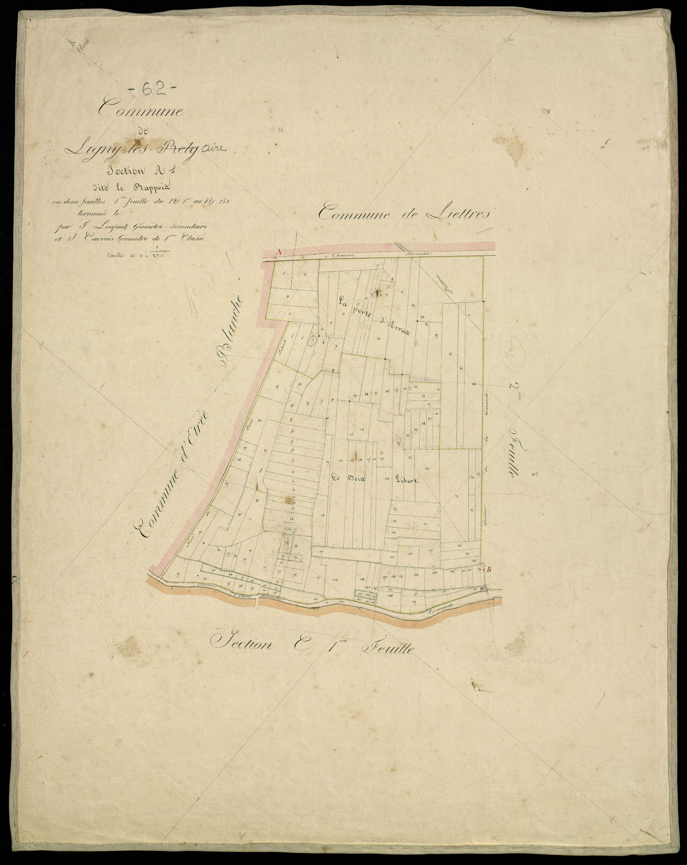 Ligny-lès-Aire - Section A, 1re feuille