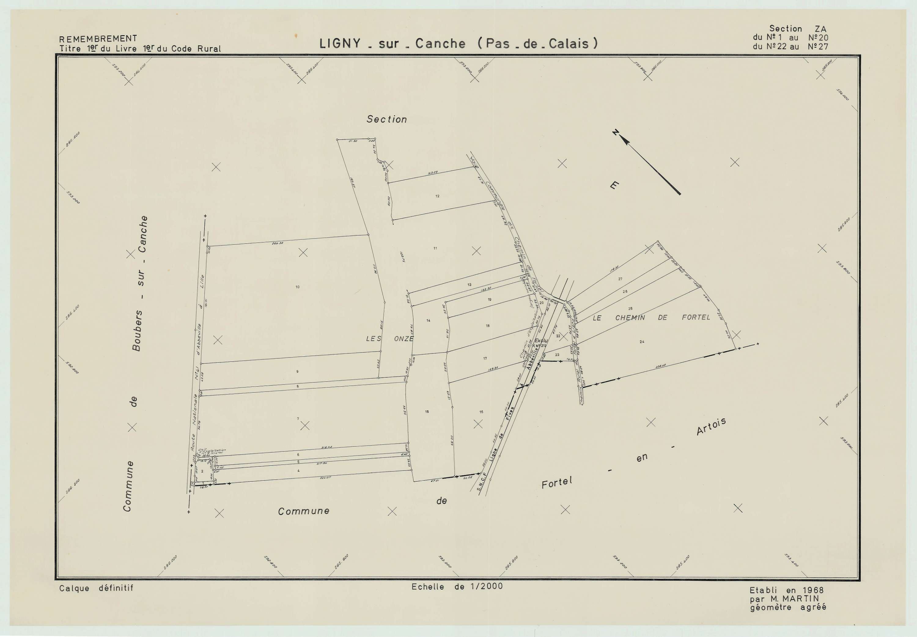Ligny-sur-Canche - Plan de remembrement : section ZA.