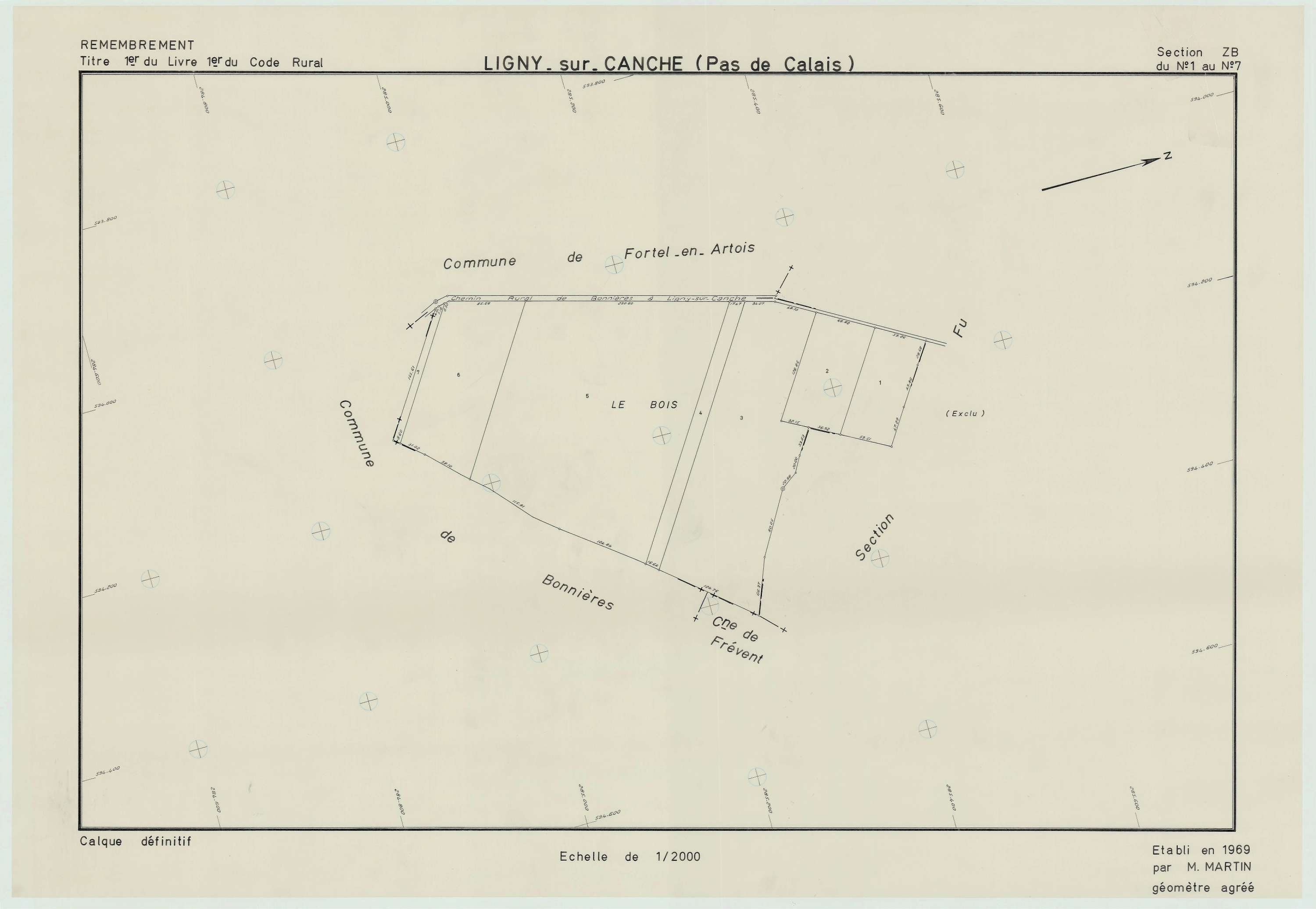 Ligny-sur-Canche - Plan de remembrement : section ZB.