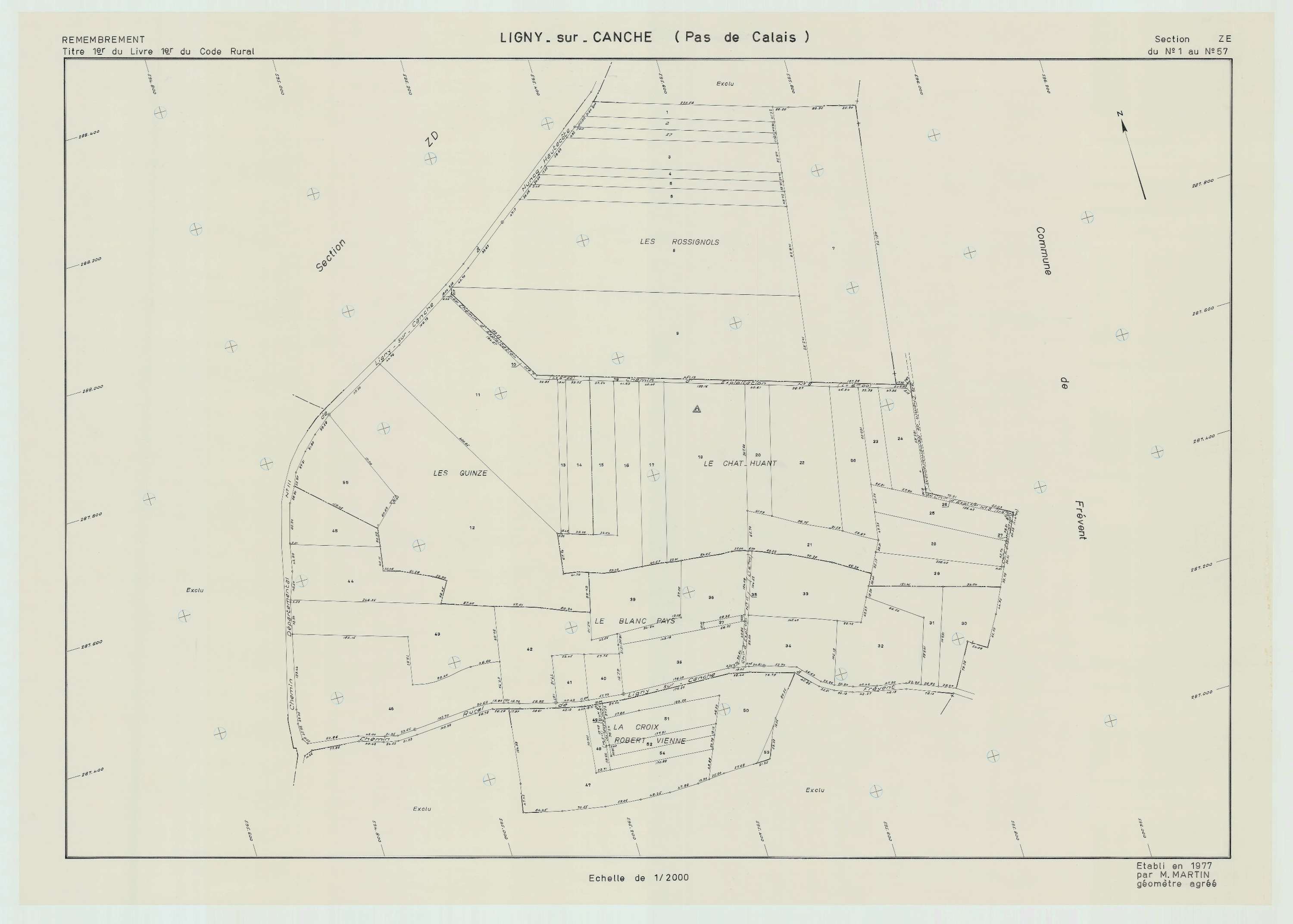 Ligny-sur-Canche - Plan de remembrement : section ZE.