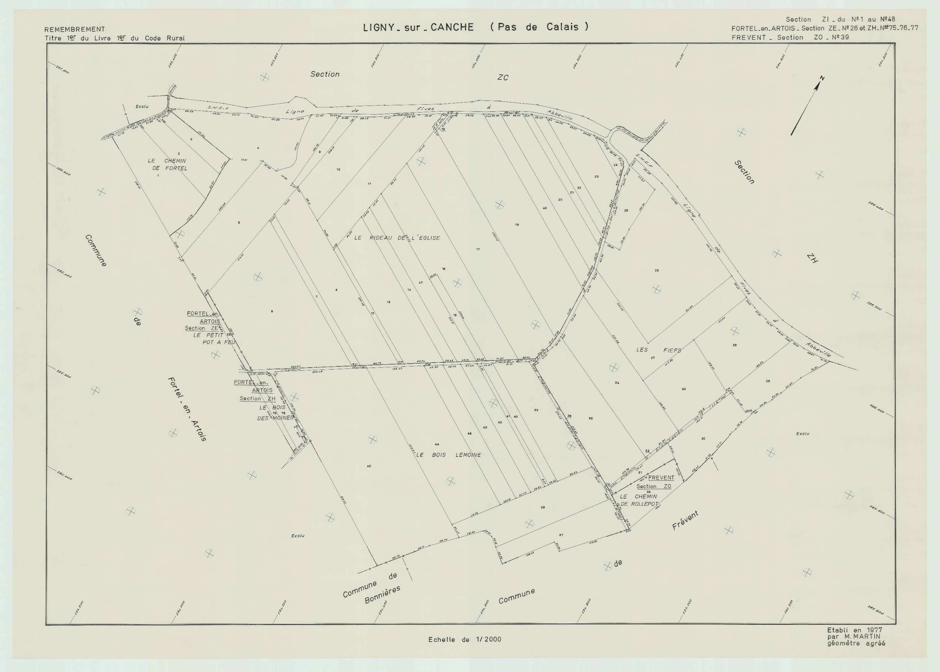Ligny-sur-Canche - Plan de remembrement : section ZI.