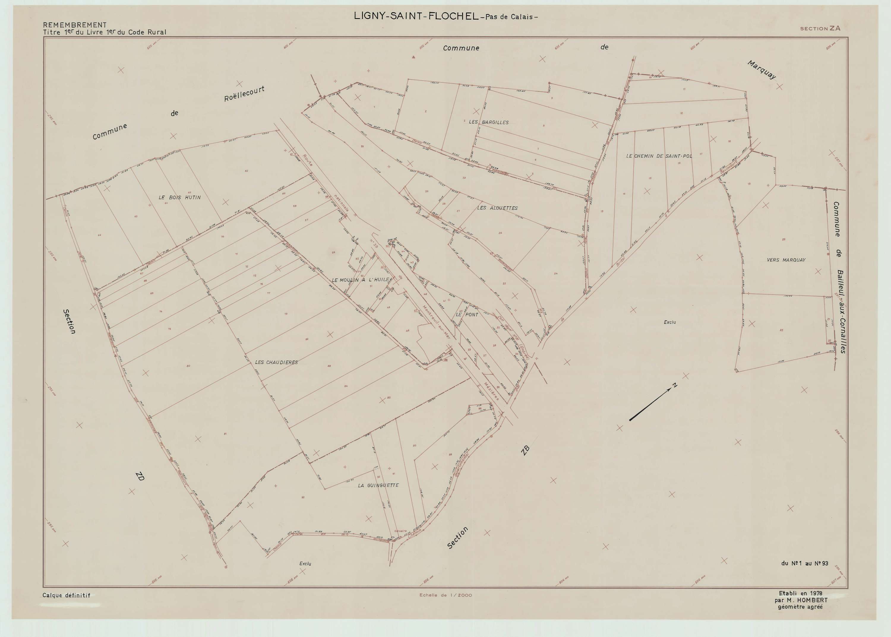 Ligny-Saint-Flochel - Plan de remembrement : section ZA.