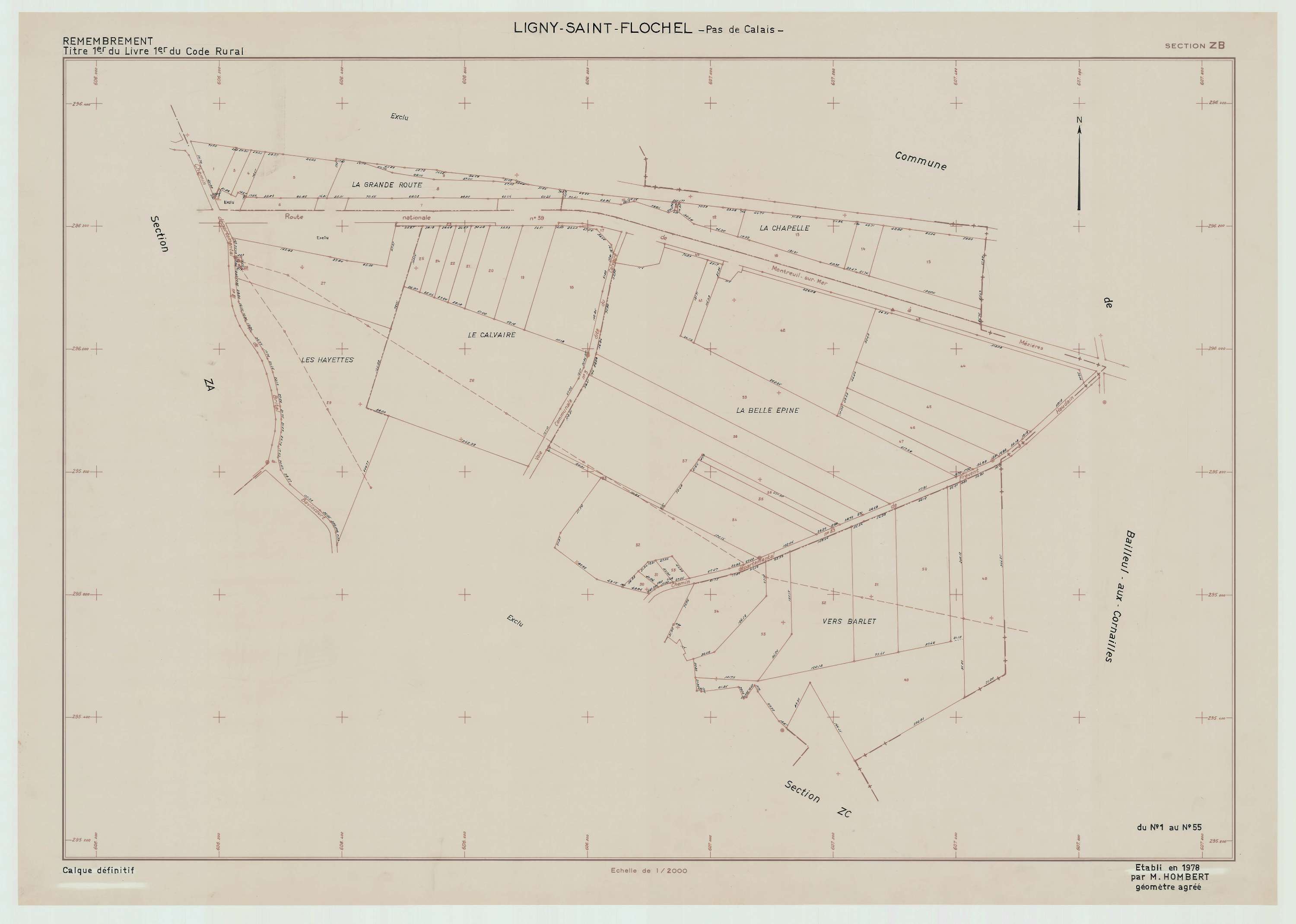 Ligny-Saint-Flochel - Plan de remembrement : section ZB.