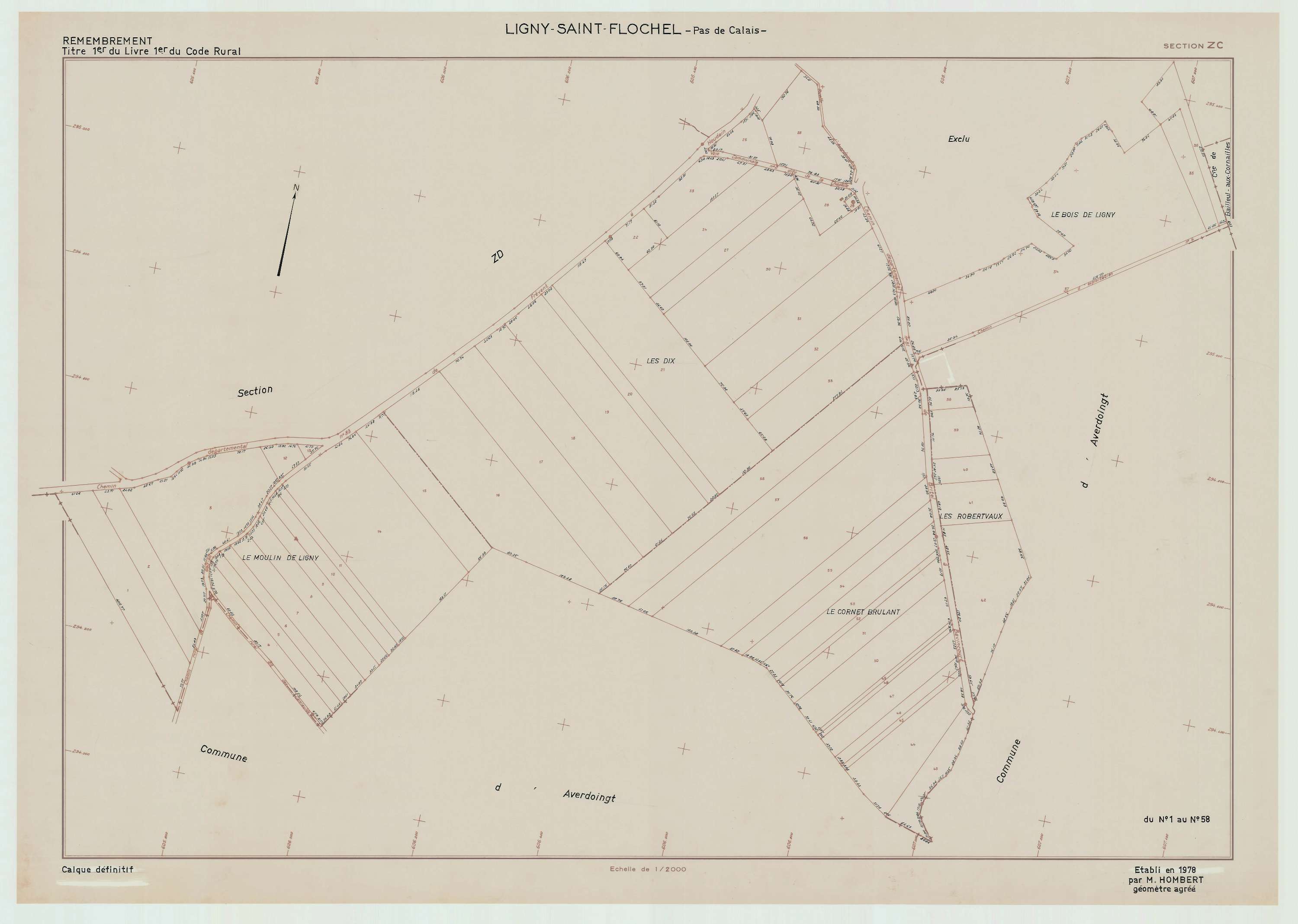 Ligny-Saint-Flochel - Plan de remembrement : section ZC.
