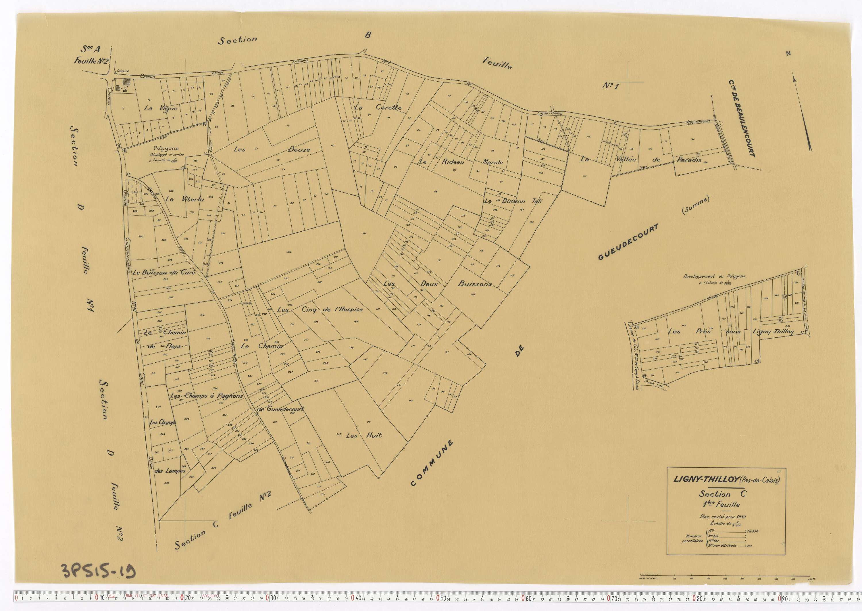 Ligny-Thilloy - Section C, feuille 1.