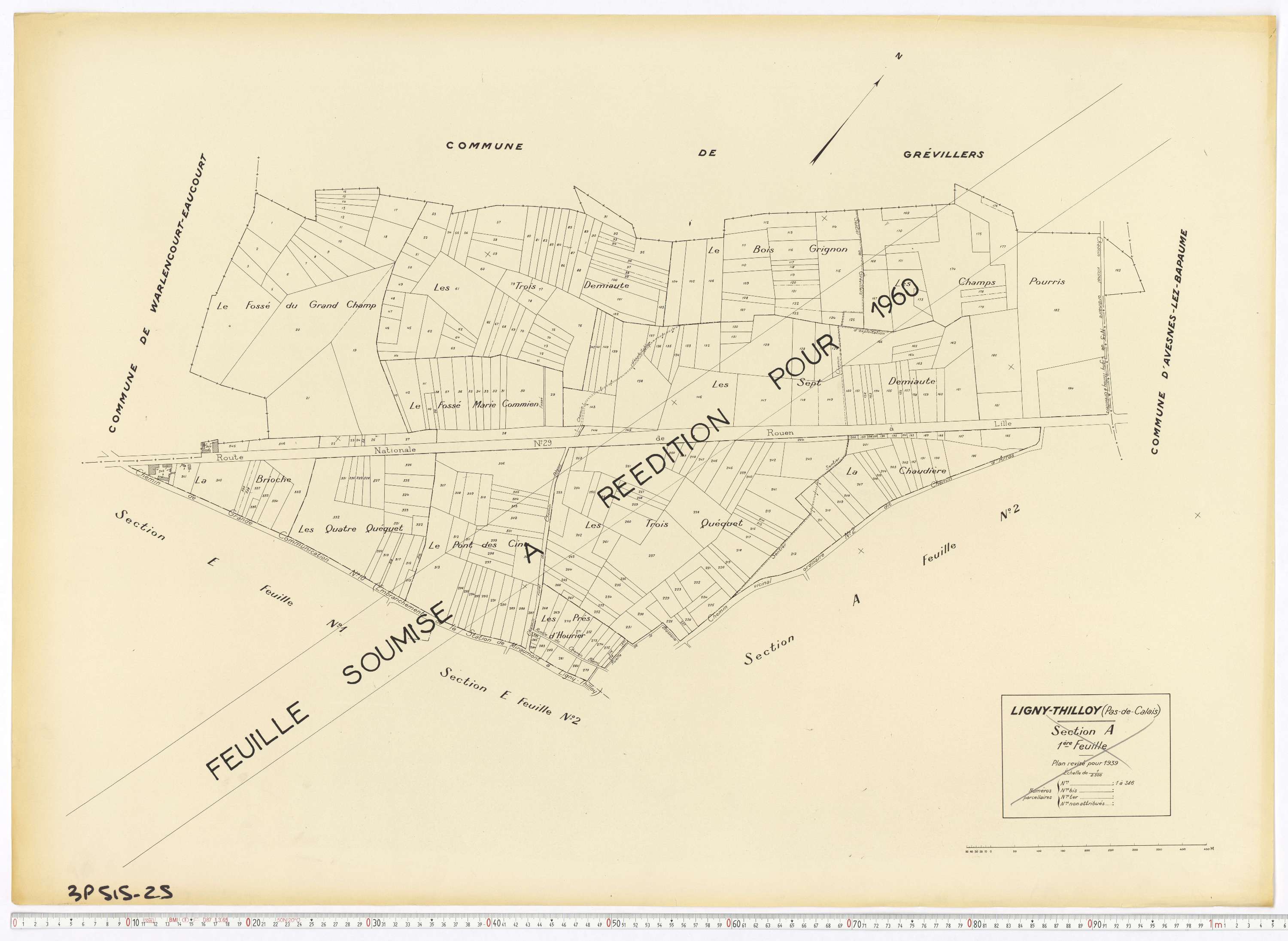 Ligny-Thilloy - Section A, feuille 1.