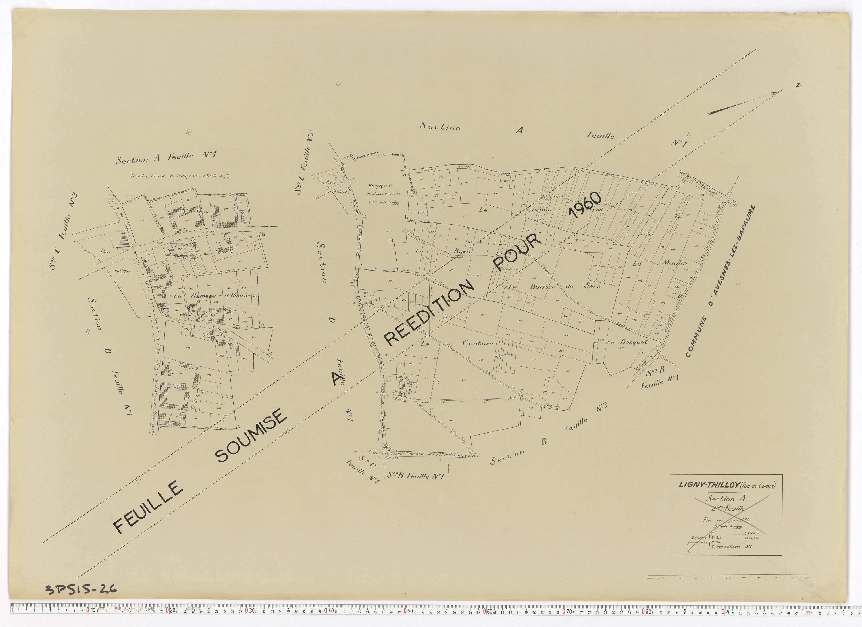 Ligny-Thilloy - Section A, feuille 2.