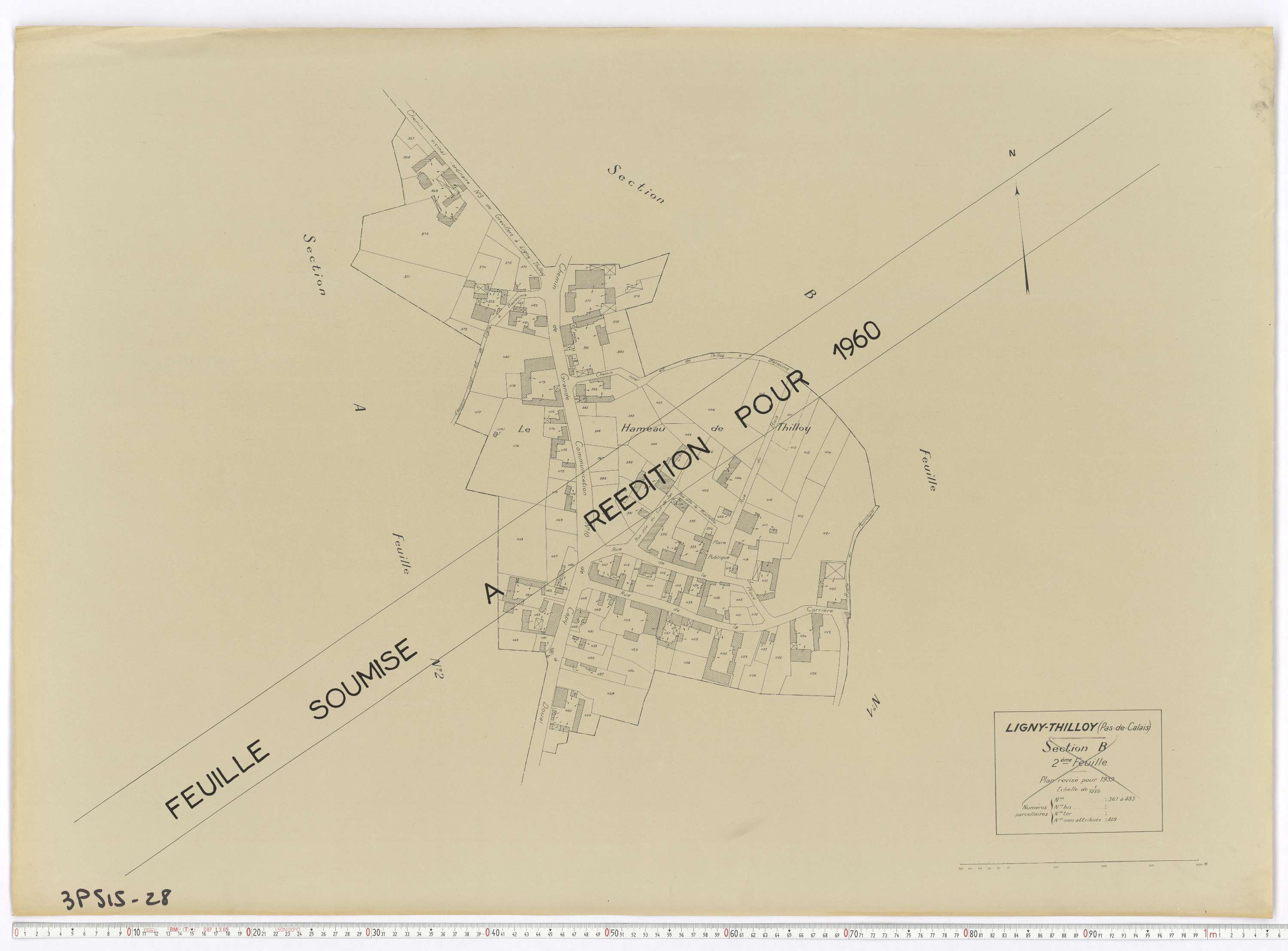 Ligny-Thilloy - Section B, feuille 2.