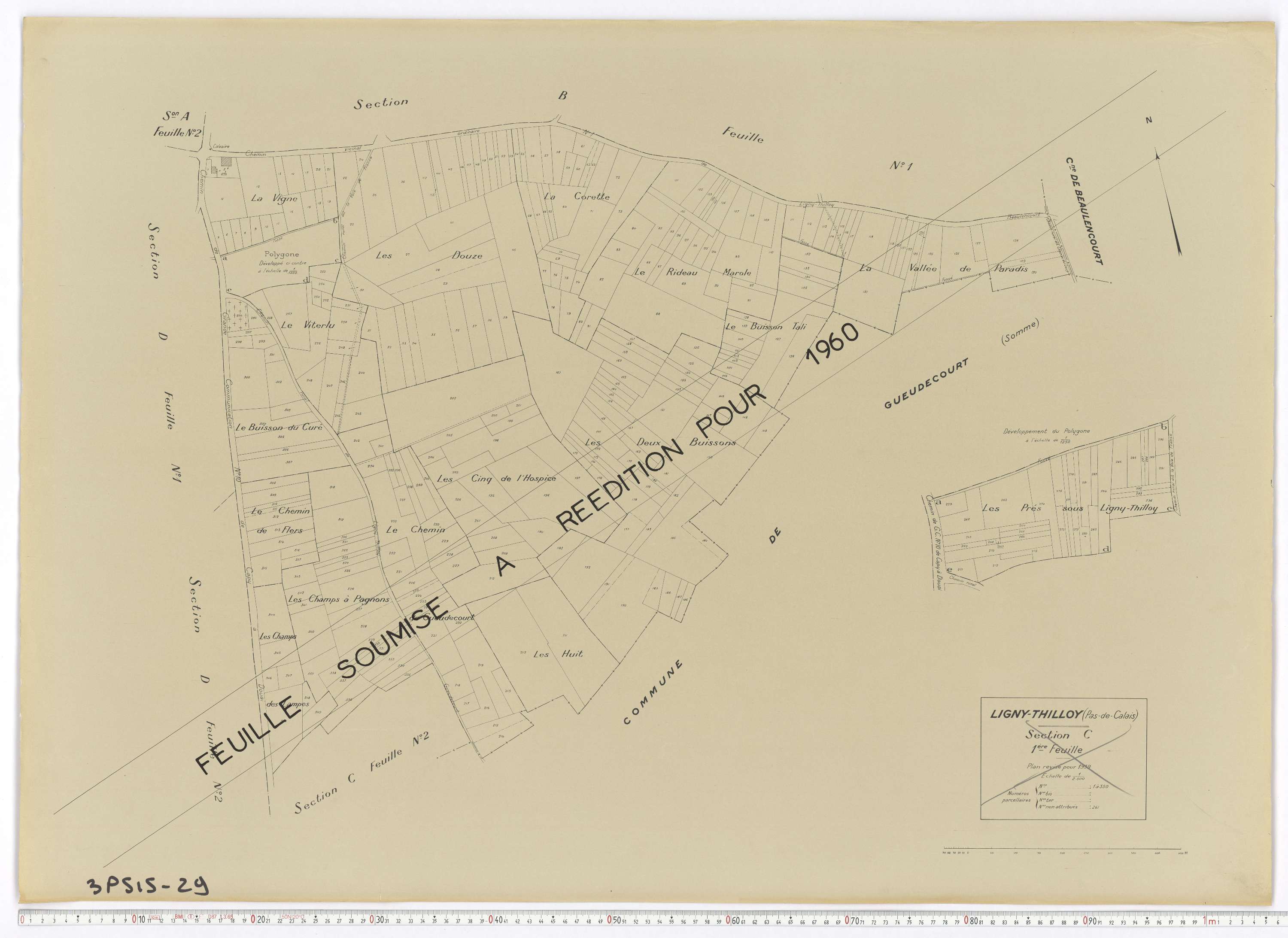 Ligny-Thilloy - Section C, feuille 1.