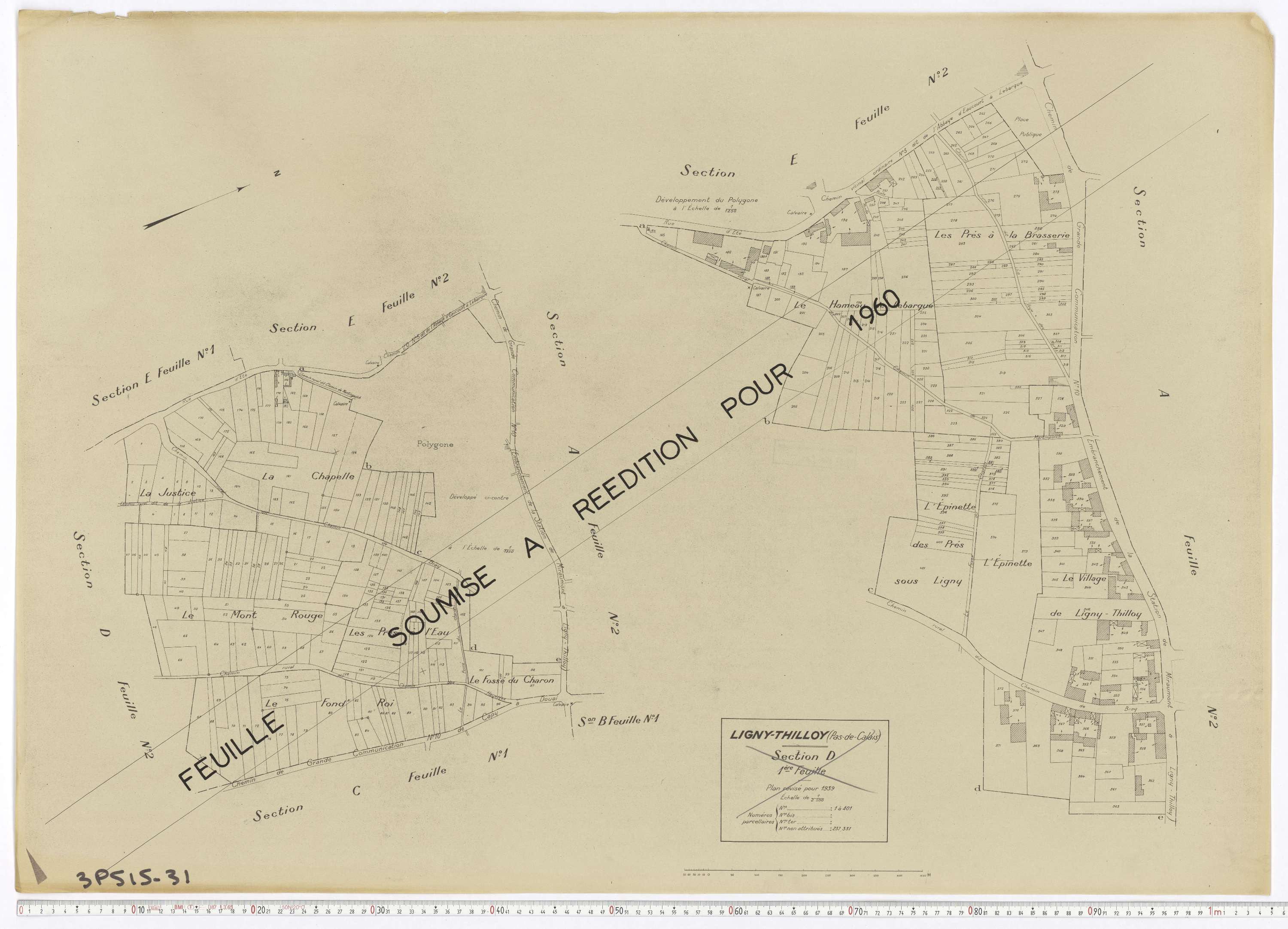 Ligny-Thilloy - Section D, feuille 1.