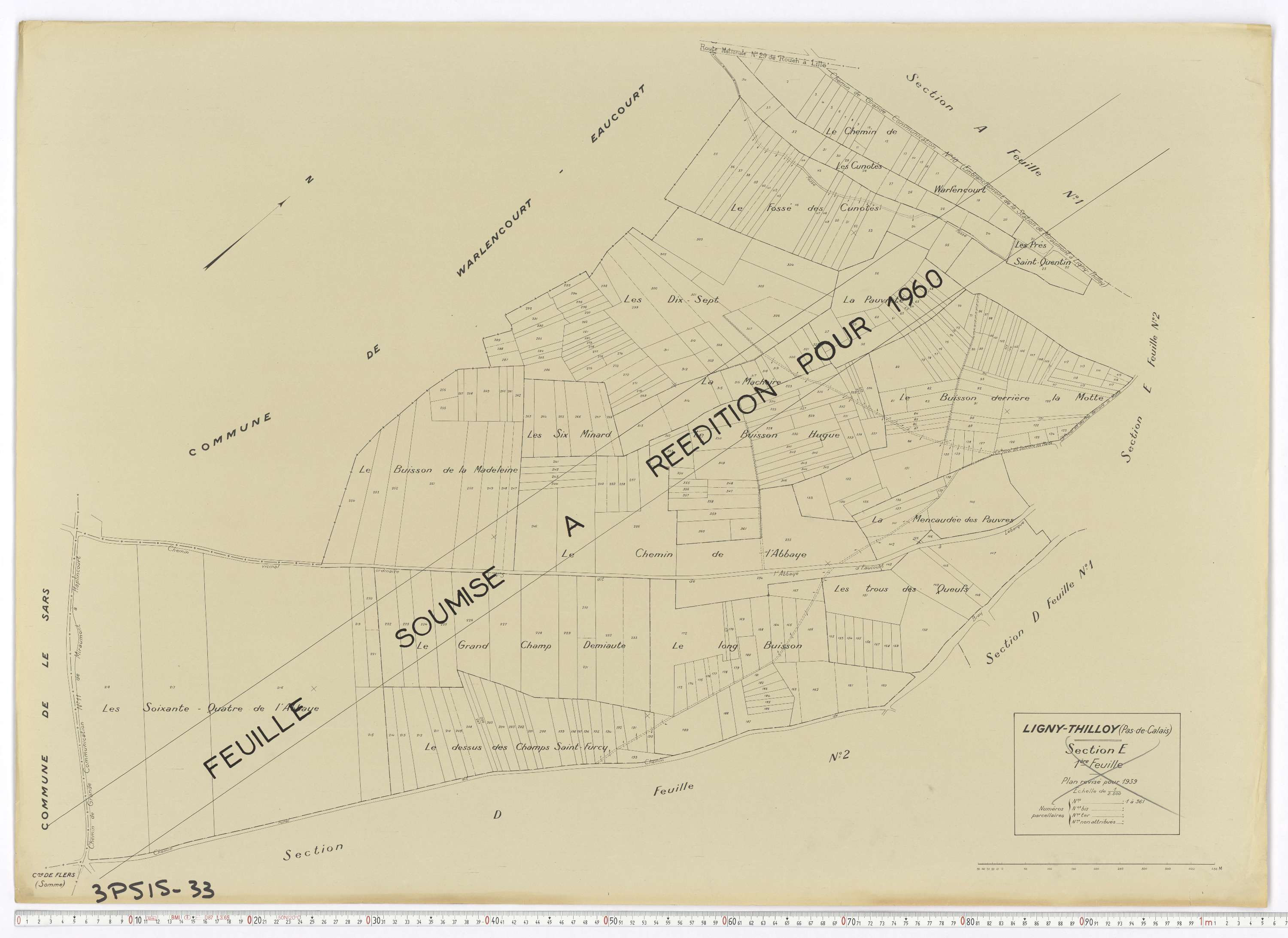 Ligny-Thilloy - Section E, feuille 1.