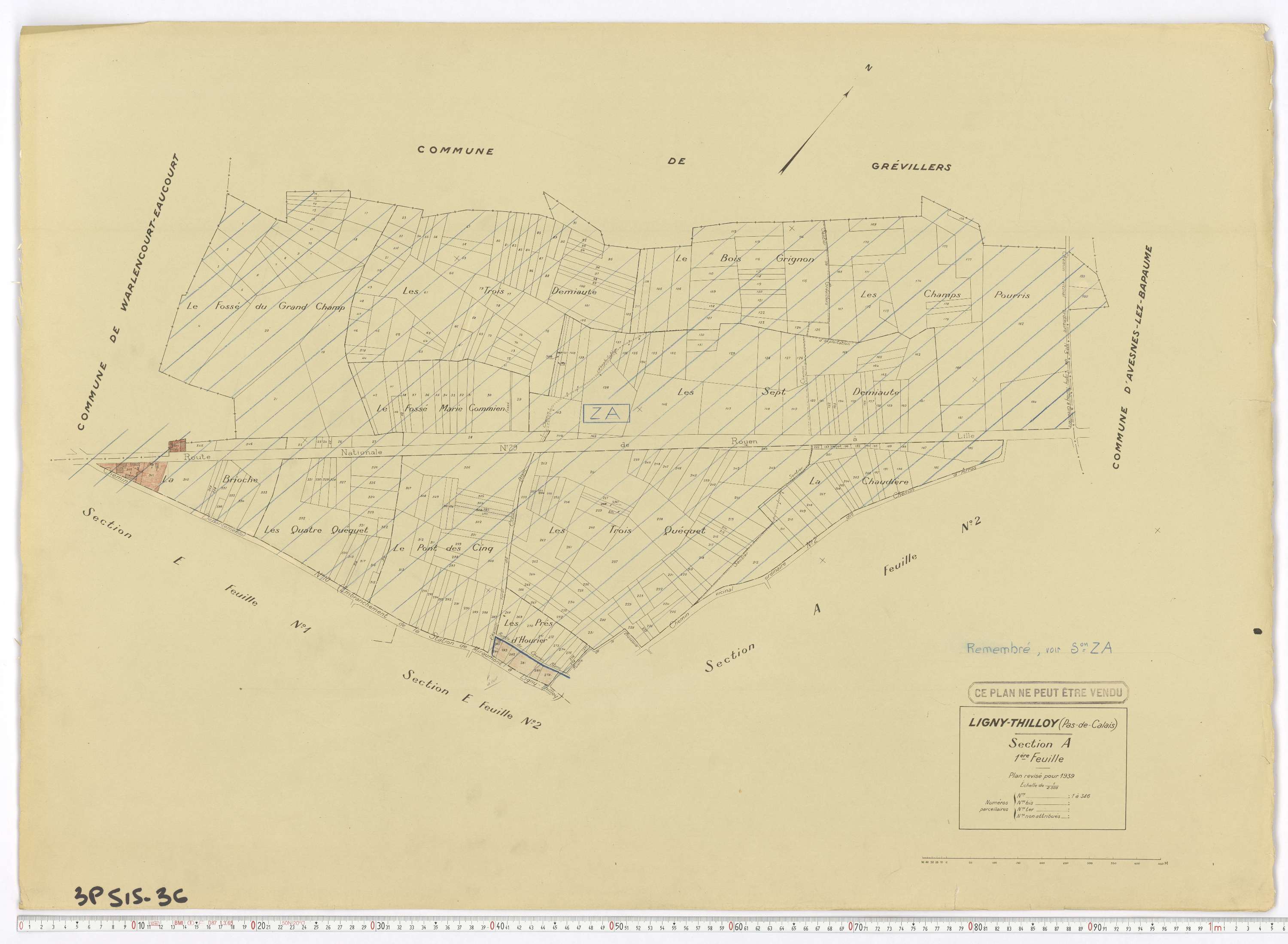 Ligny-Thilloy - Section A, feuille 1.