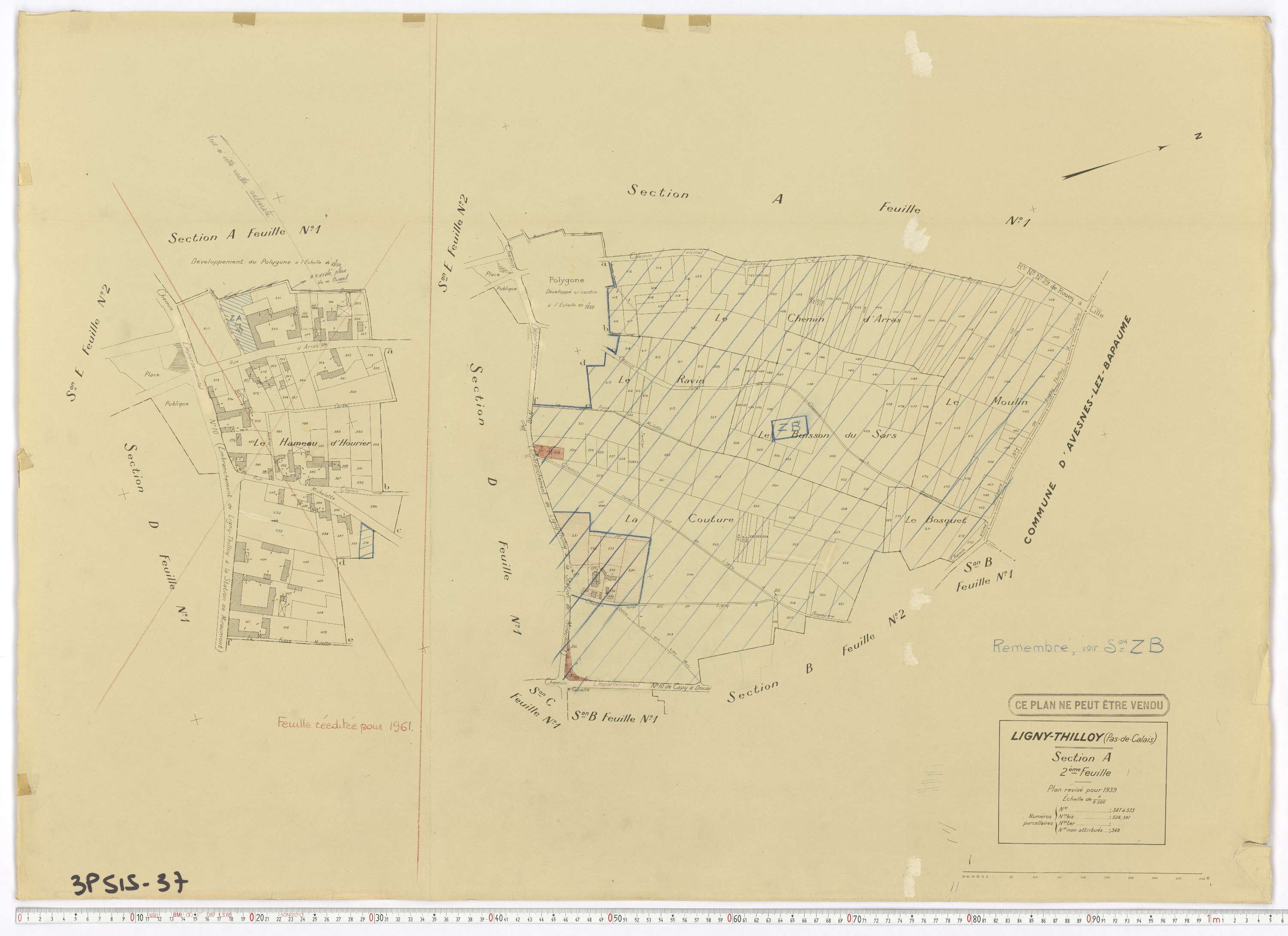 Ligny-Thilloy - Section A, feuille 2.
