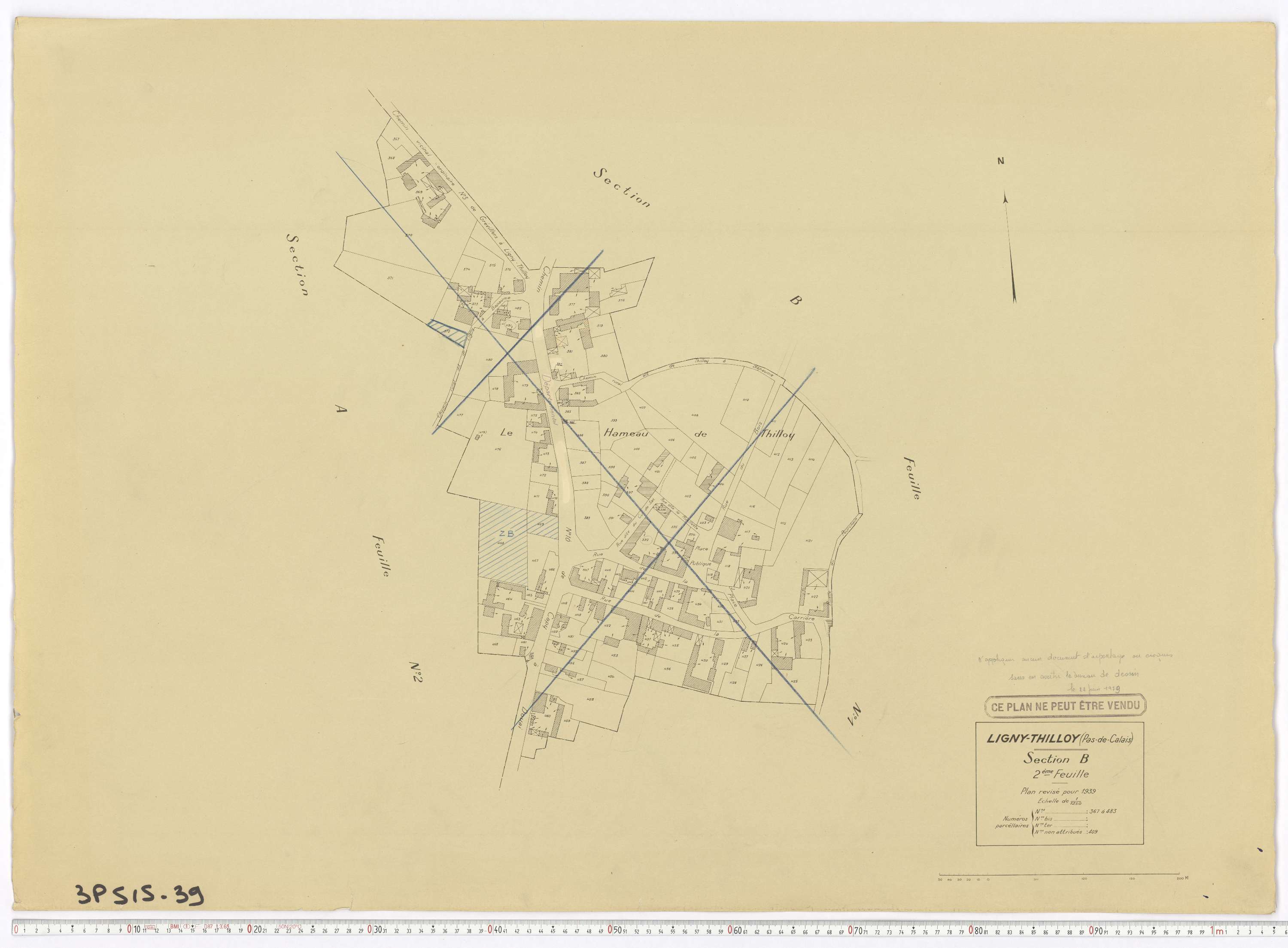 Ligny-Thilloy - Section B, feuille 2.