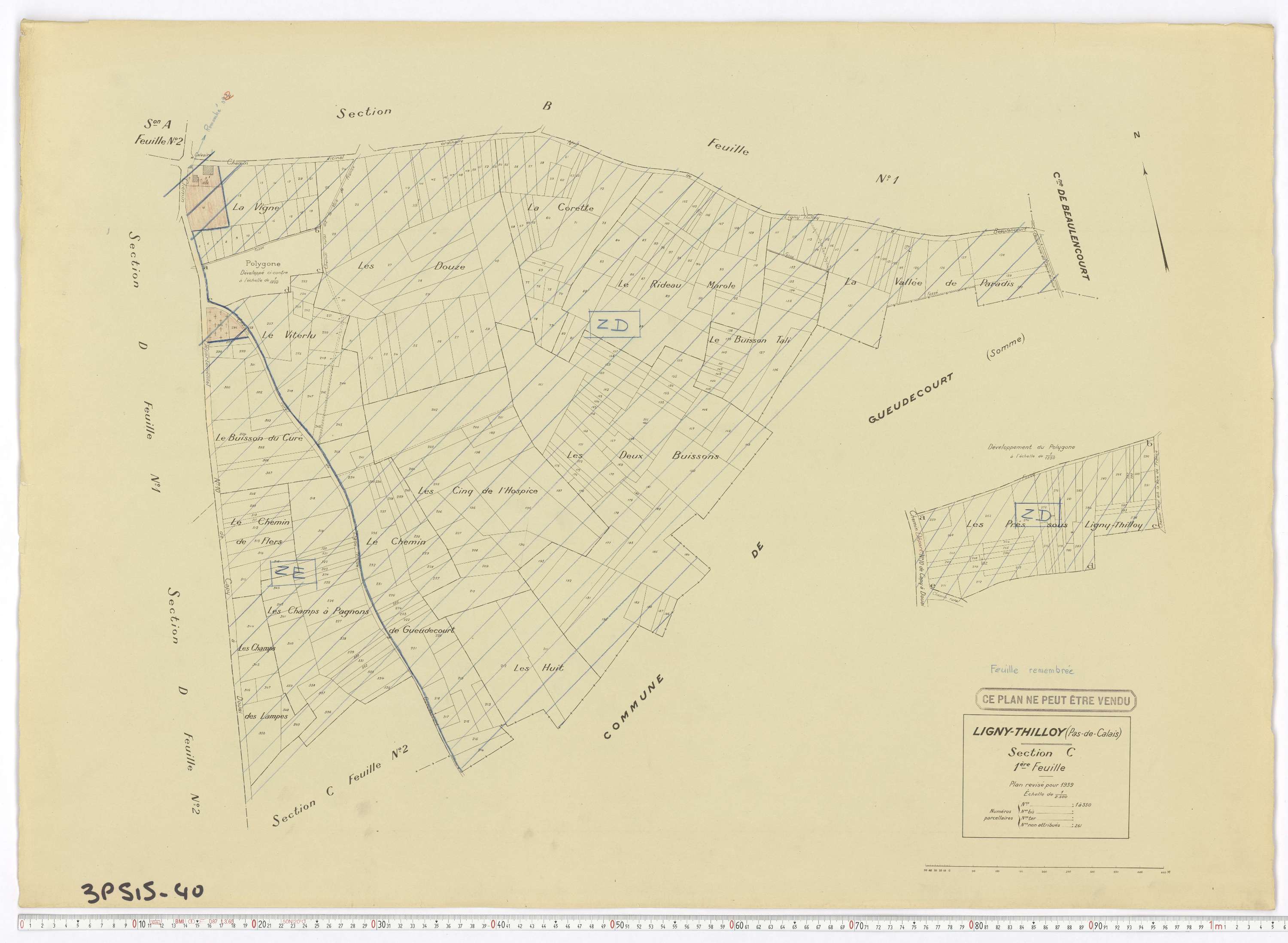 Ligny-Thilloy - Section C, feuille 1.