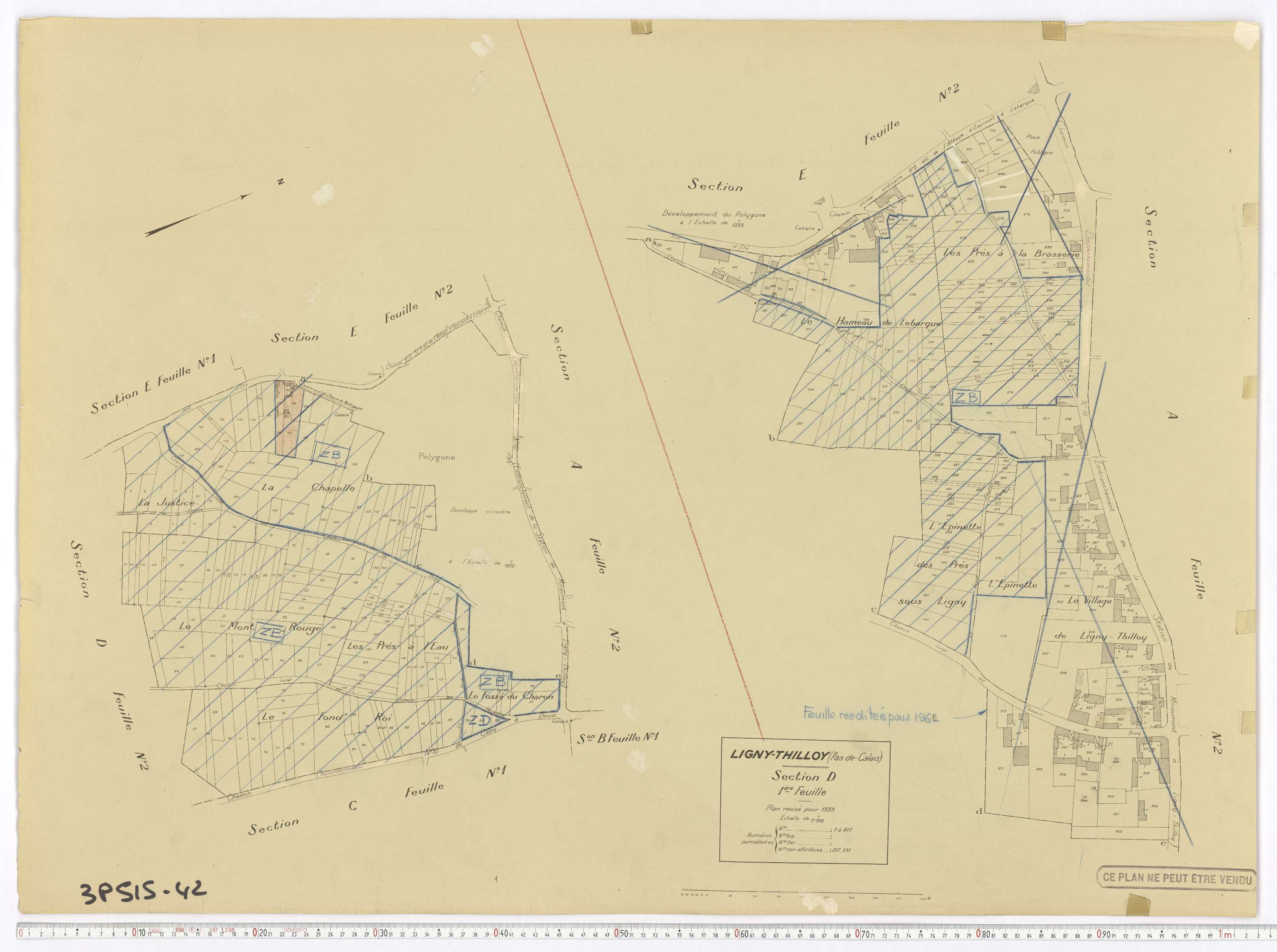 Ligny-Thilloy - Section D, feuille 1.