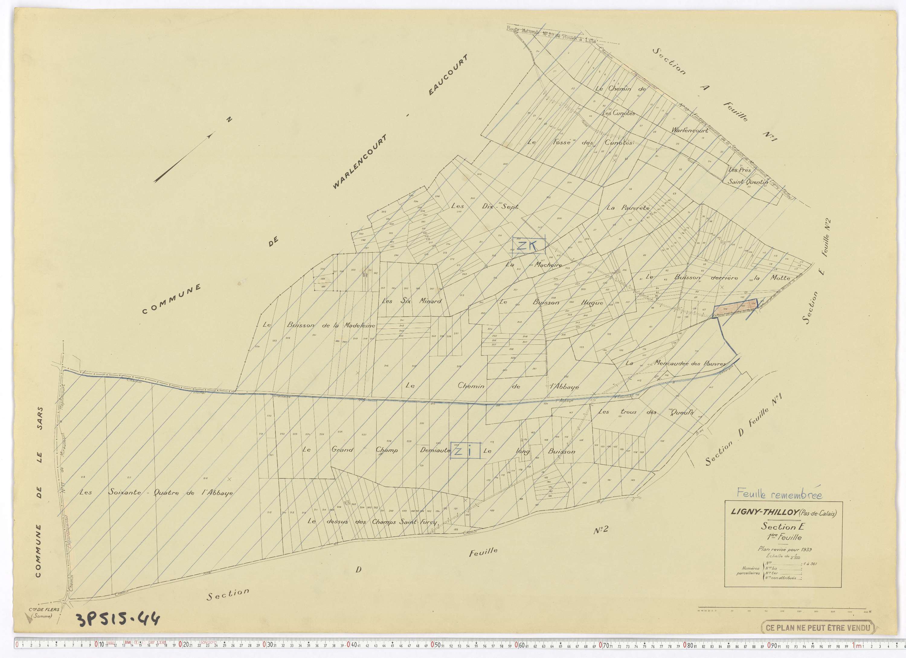Ligny-Thilloy - Section E, feuille 1.