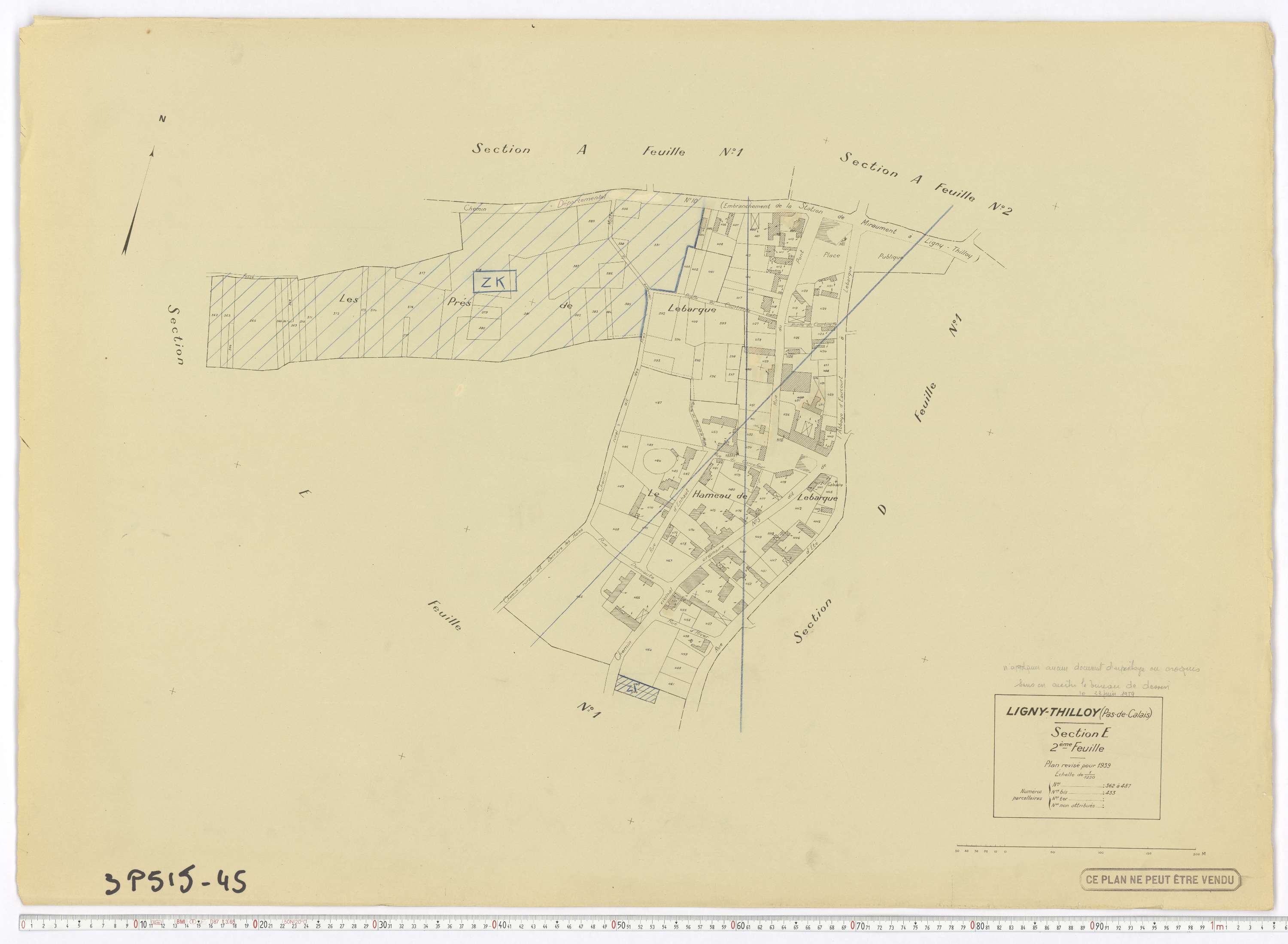 Ligny-Thilloy - Section E, feuille 2.