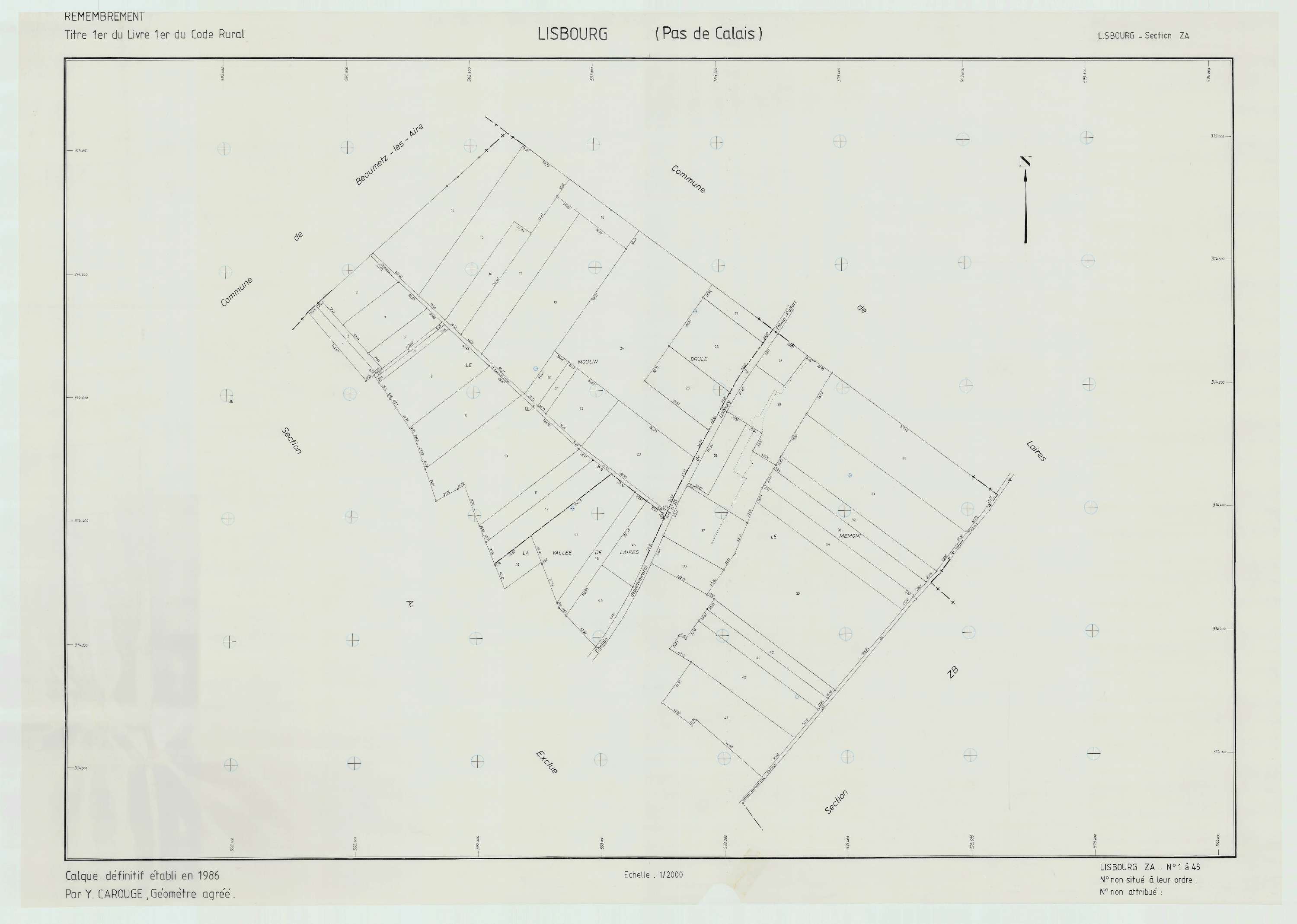 Lisbourg - Plan de remembrement : section ZA.