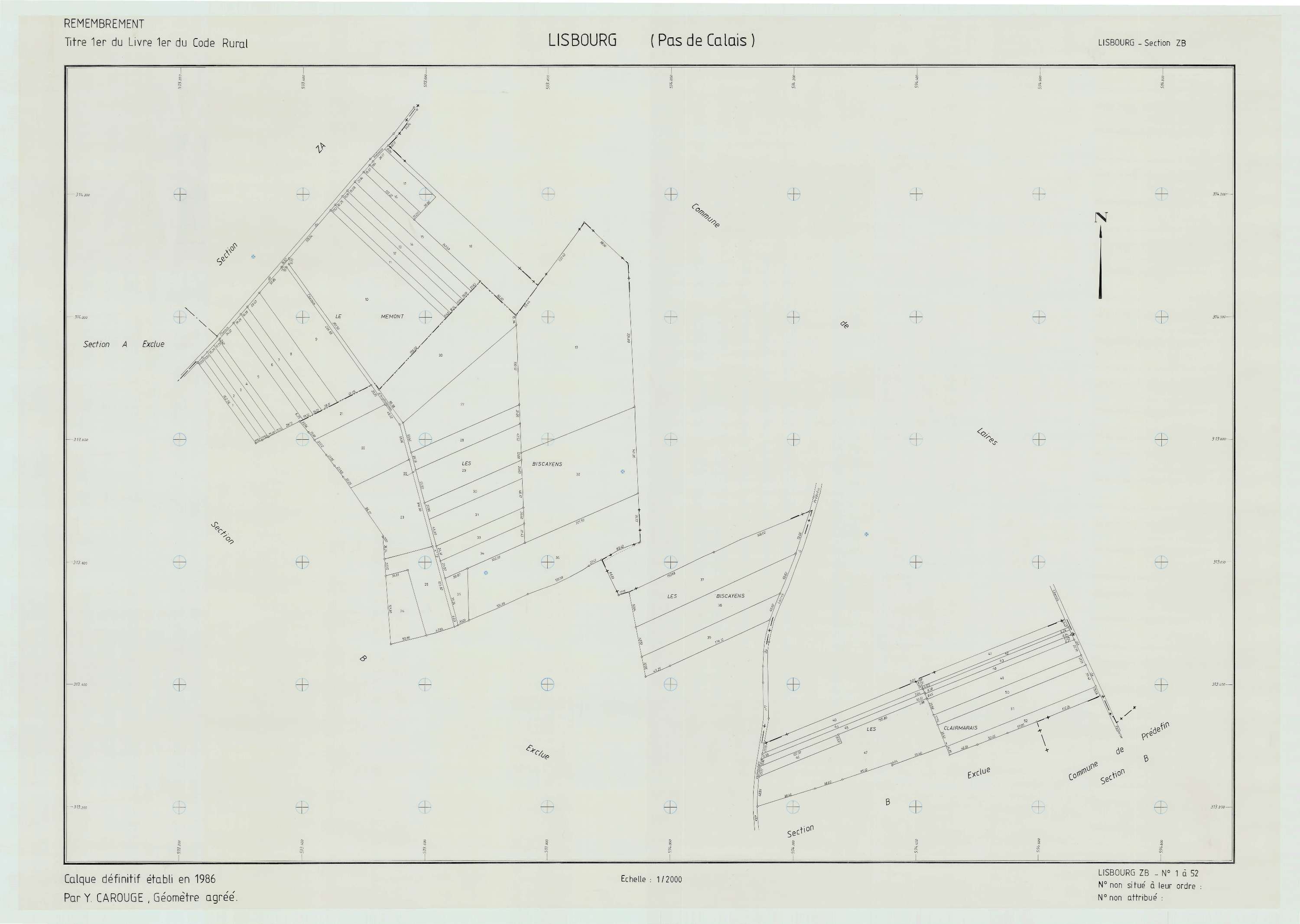 Lisbourg - Plan de remembrement : section ZB.
