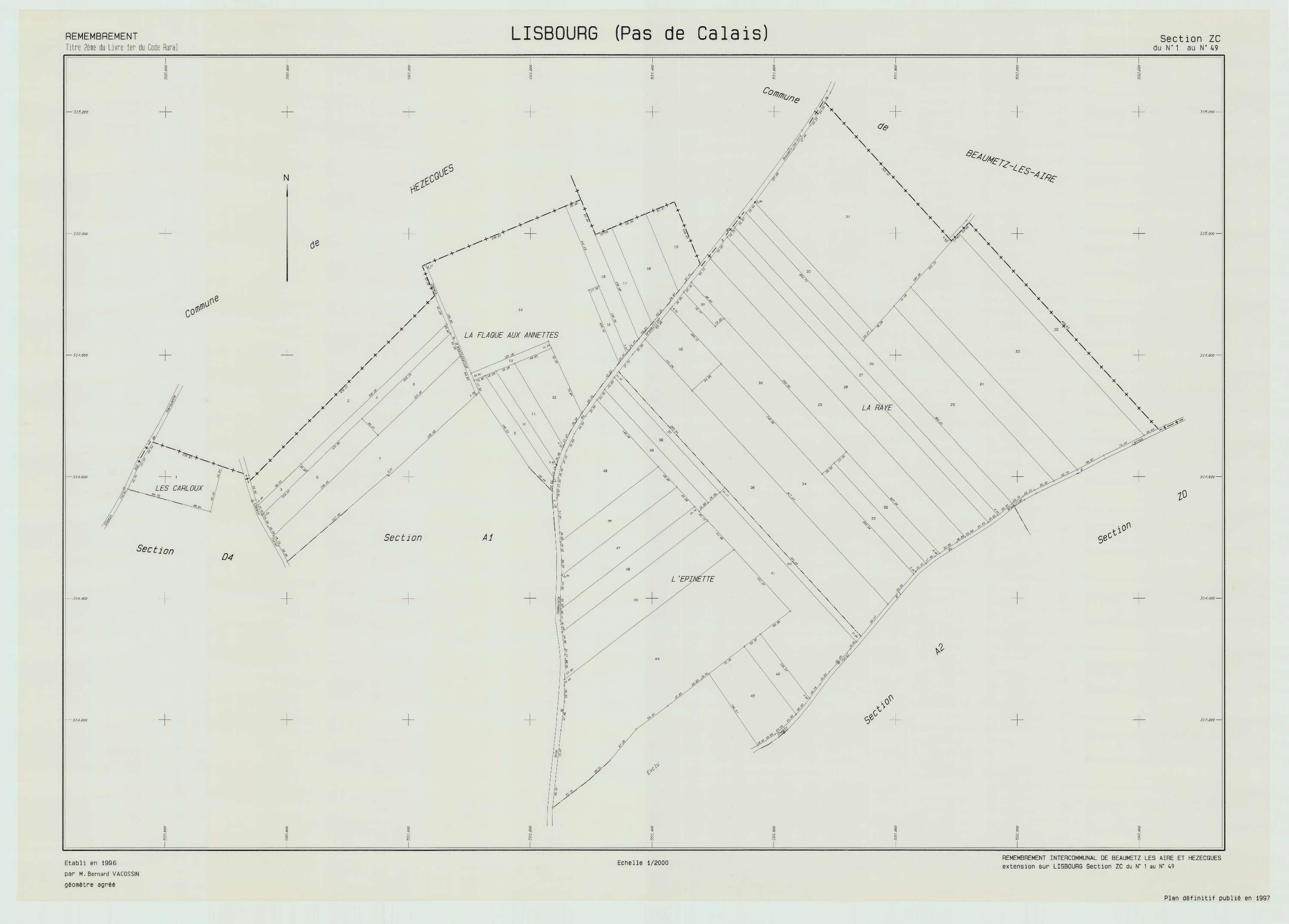 Lisbourg - Plan de remembrement : section ZC.