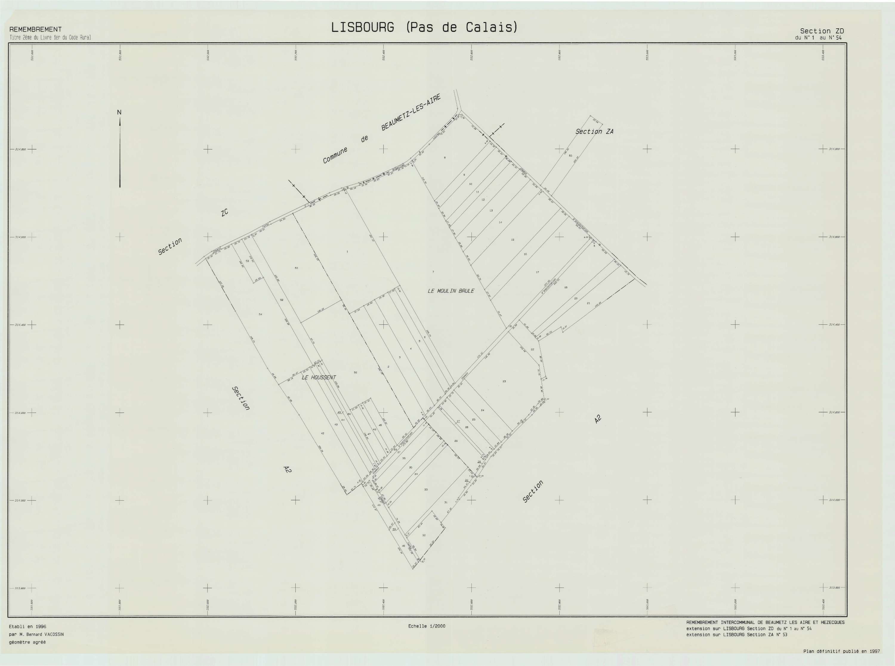 Lisbourg - Plan de remembrement : section ZD.