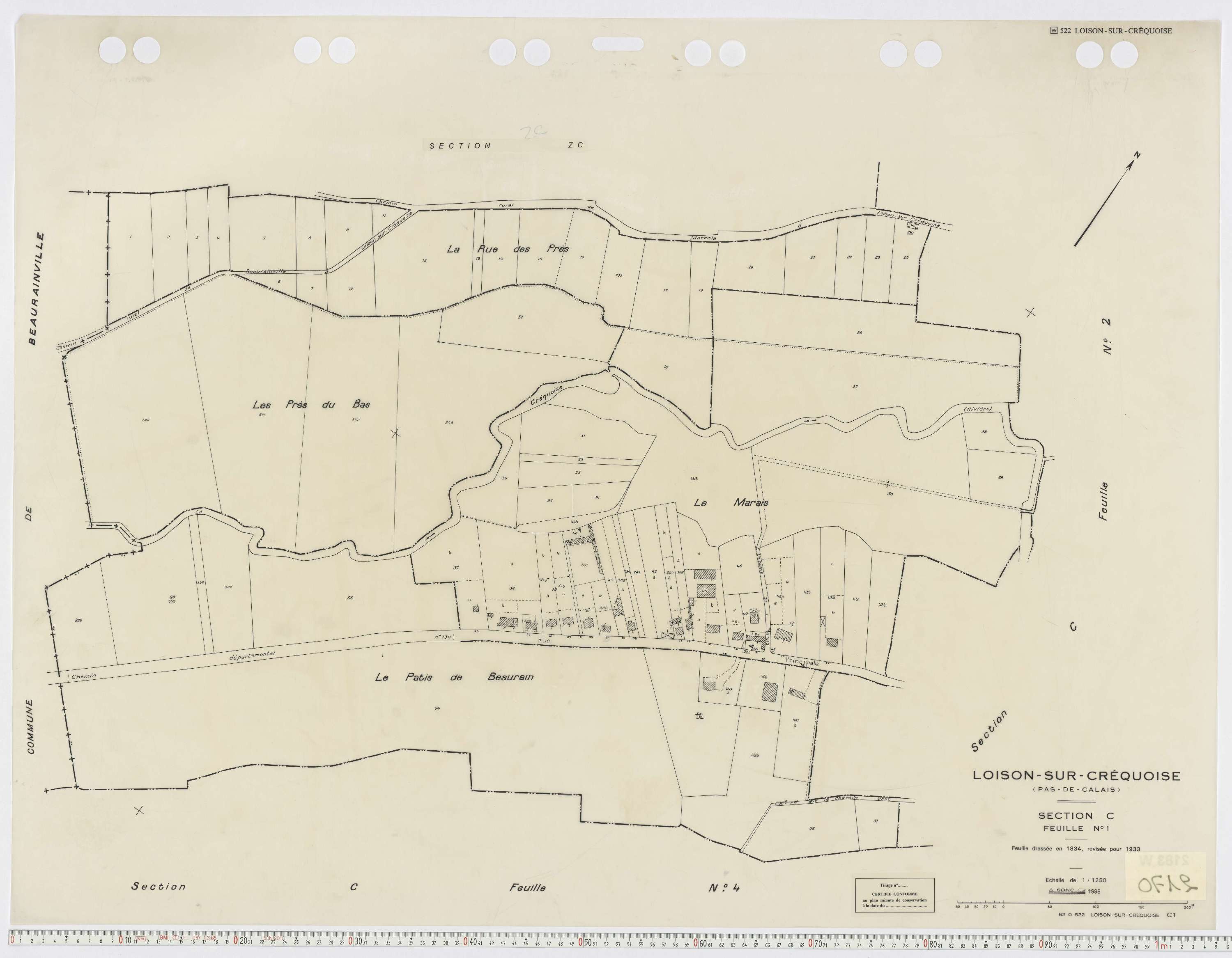 Loison-sur-Créquoise - Section C, feuille 1.