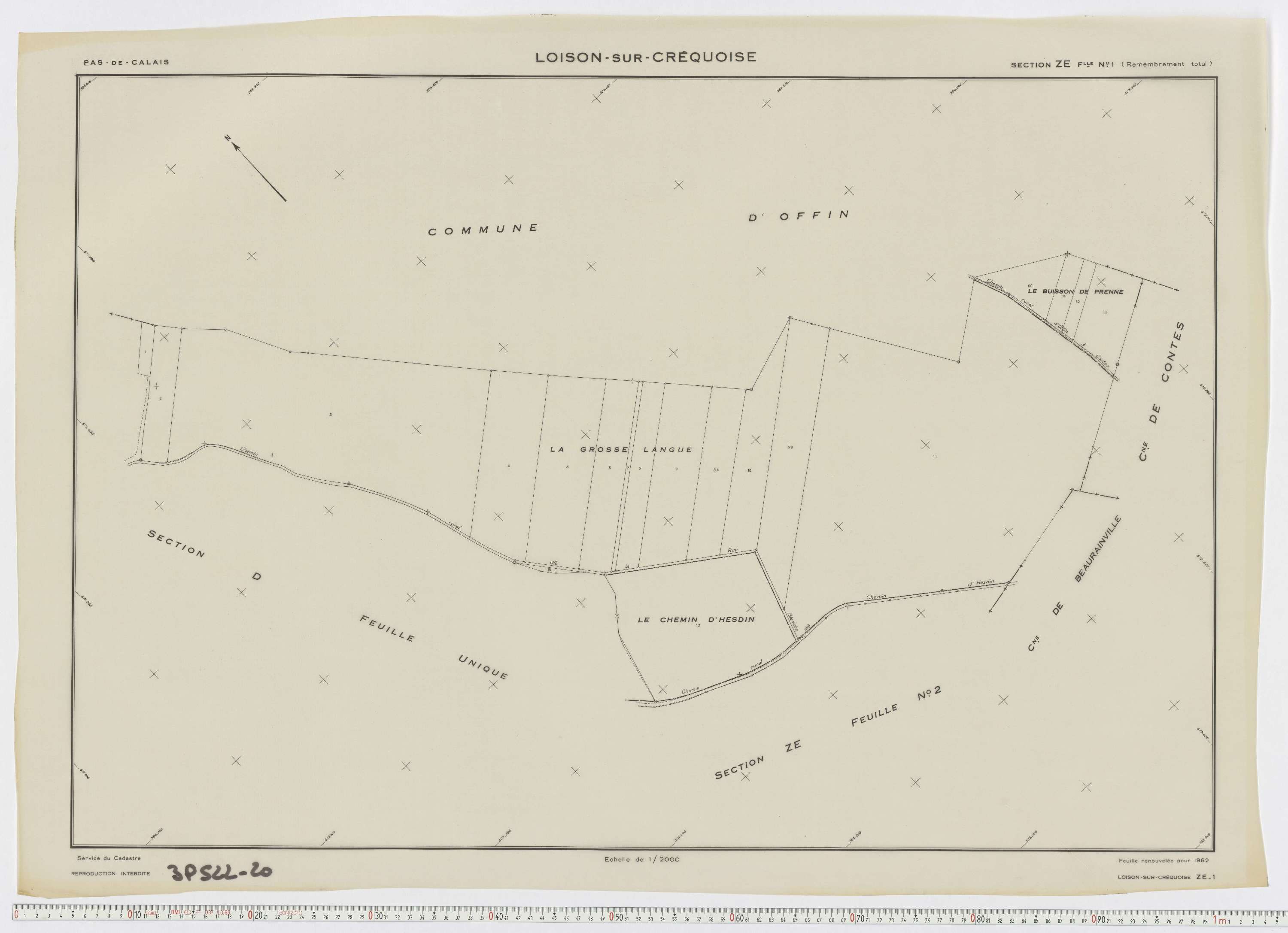 Loison-sur-Créquoise - Section ZE, feuille 1.