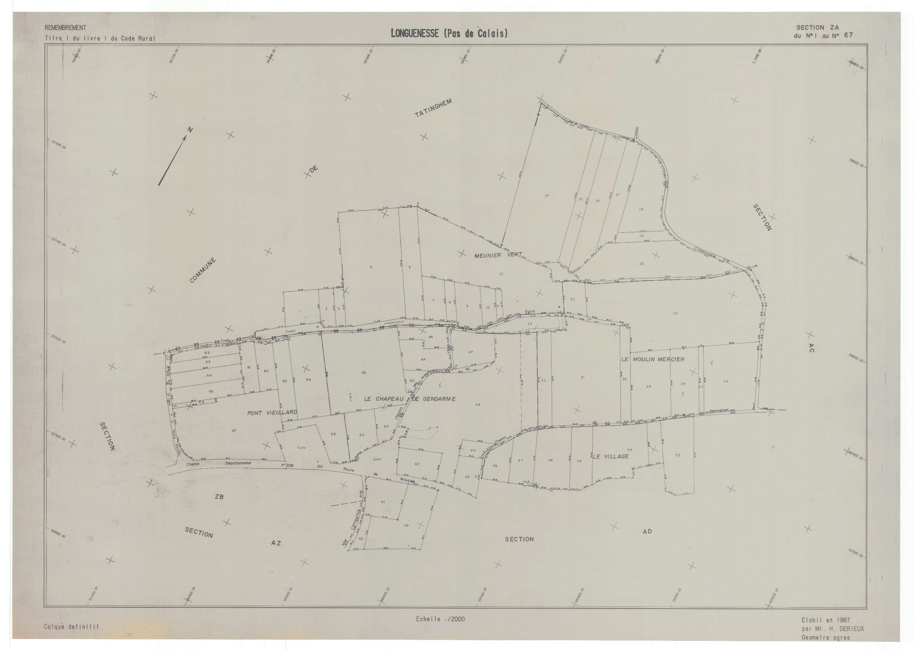 Longuenesse - Plan de remembrement : section ZA.