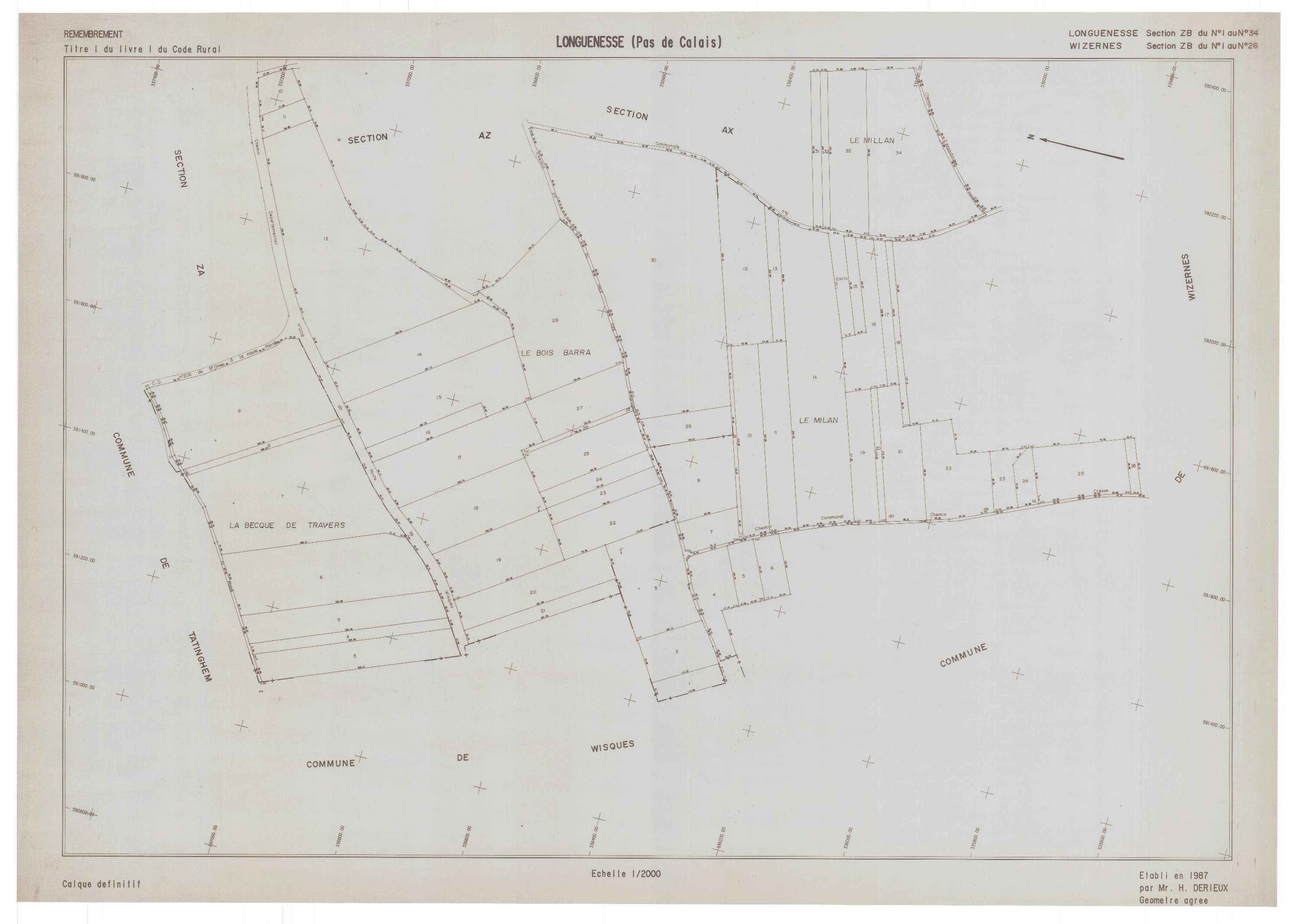 Longuenesse - Plan de remembrement : section ZB.