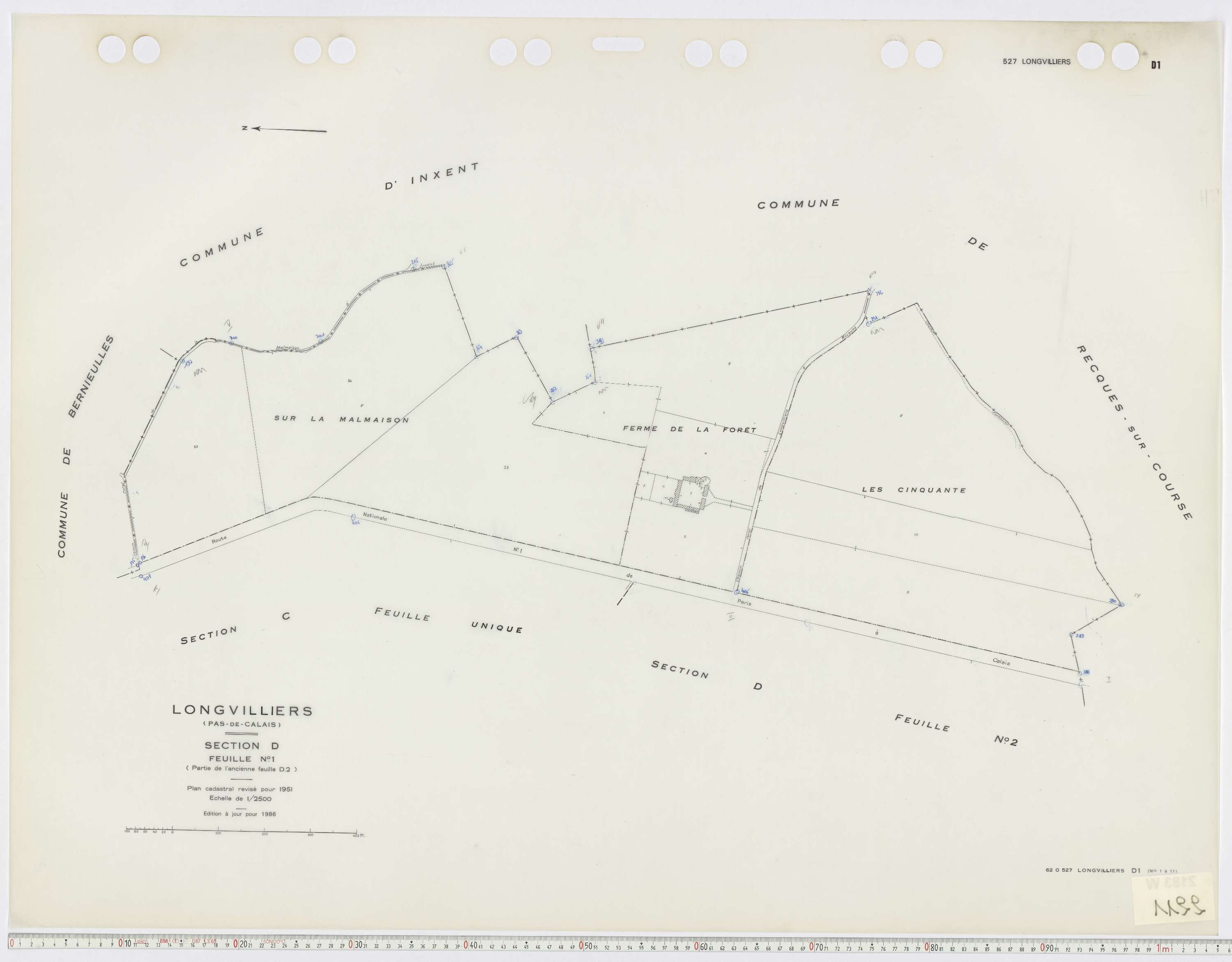 Longvilliers - Section D, feuille 1.