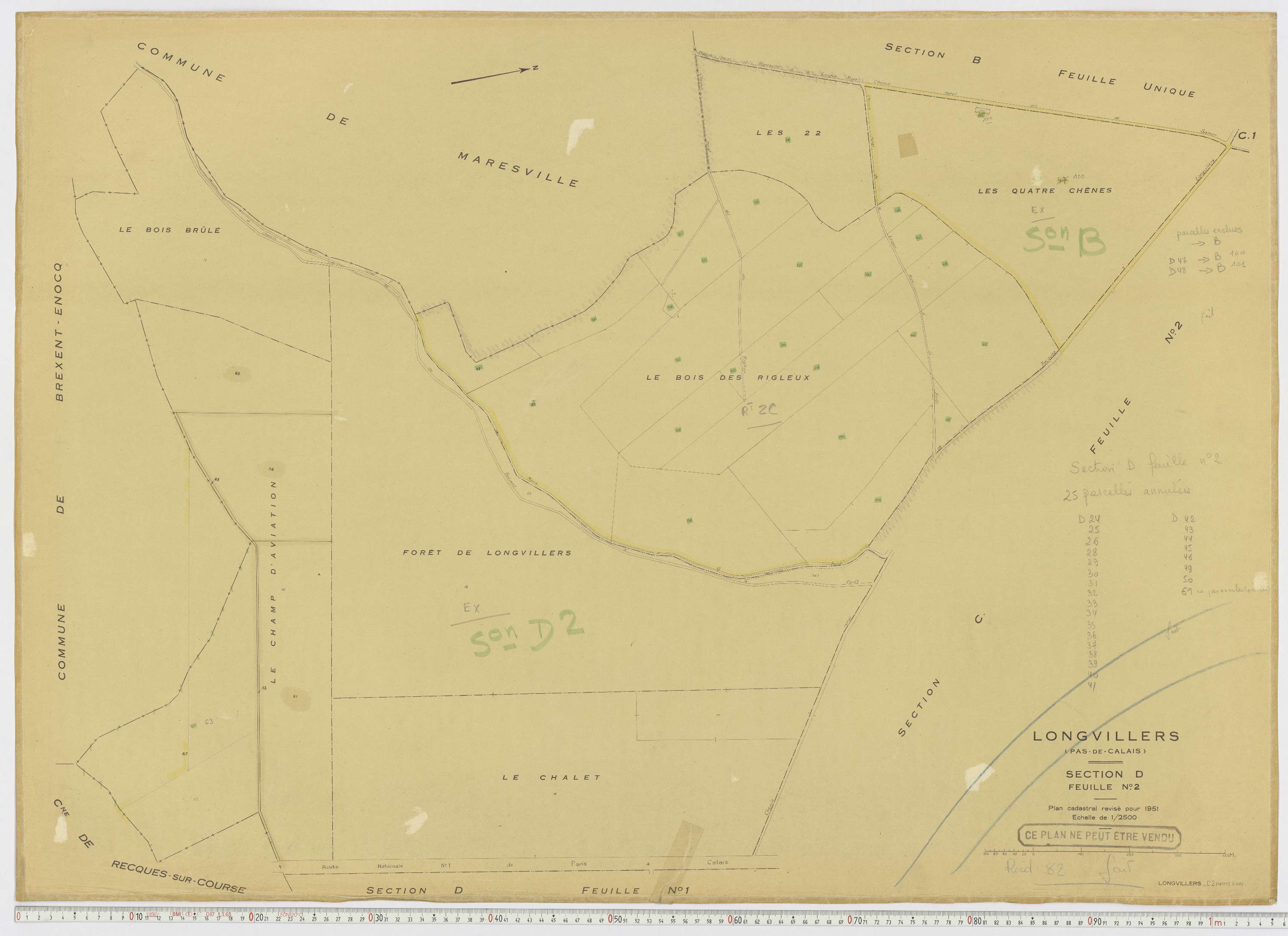 Longvilliers - Section D, feuille 2.
