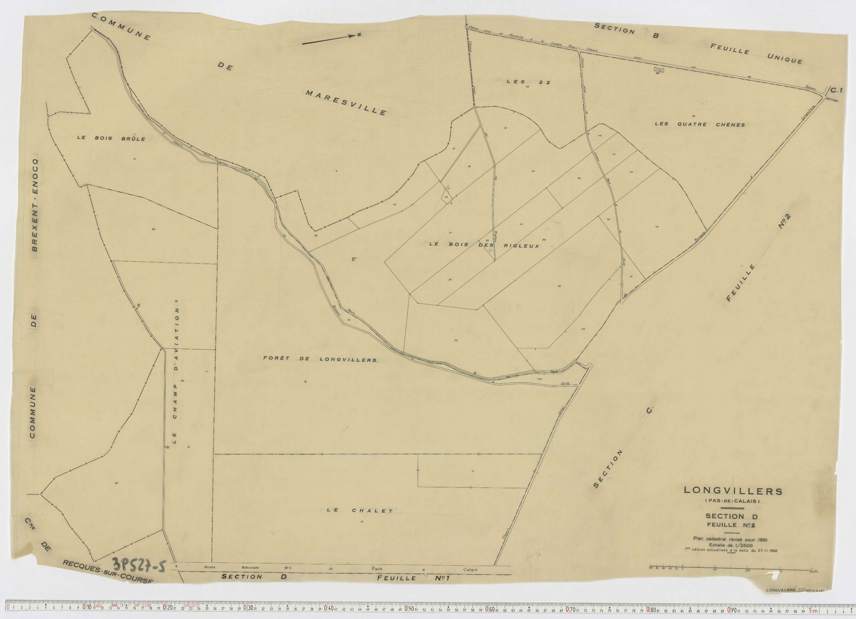 Longvilliers - Section D, feuille 2.