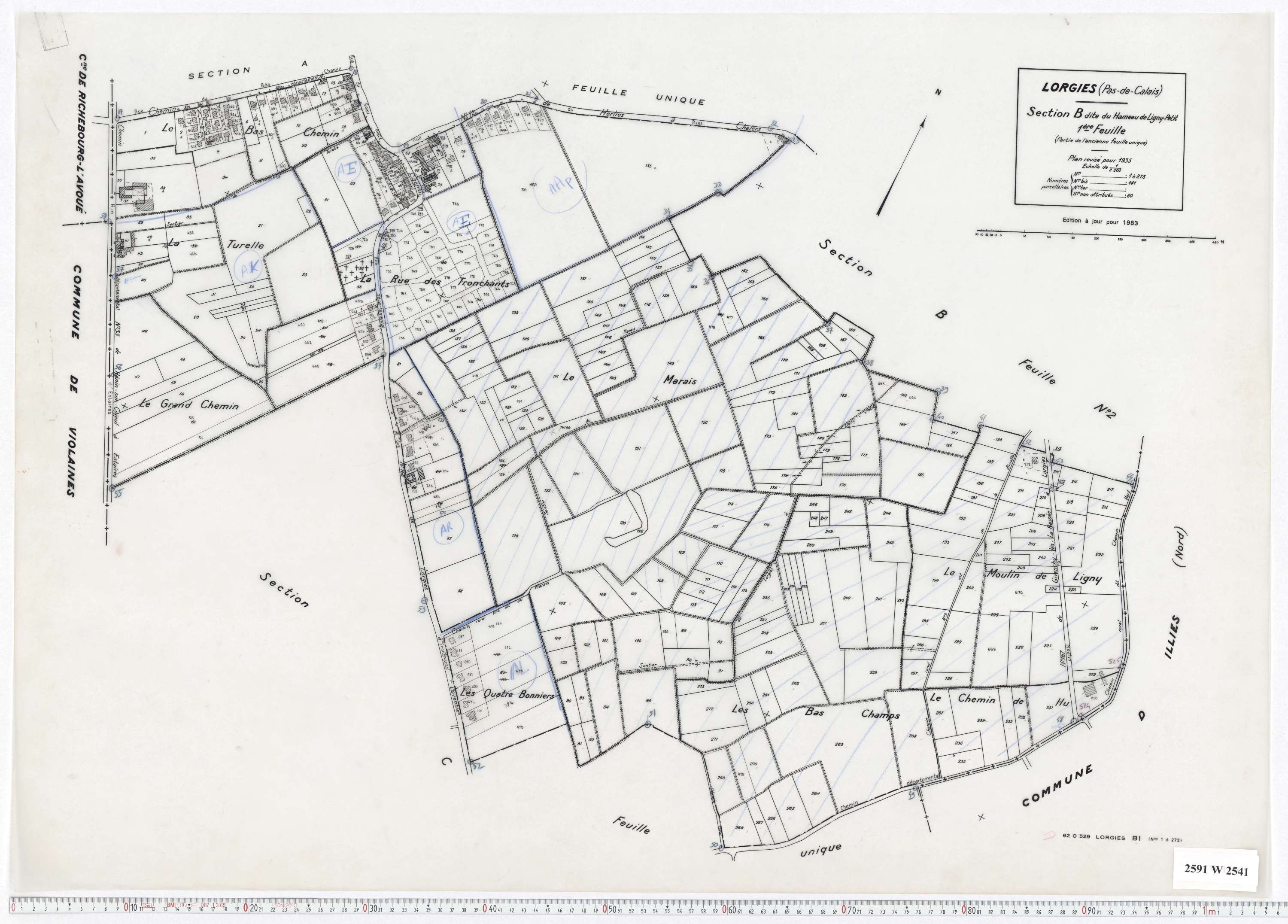 Lorgies - Section B, feuille 1.