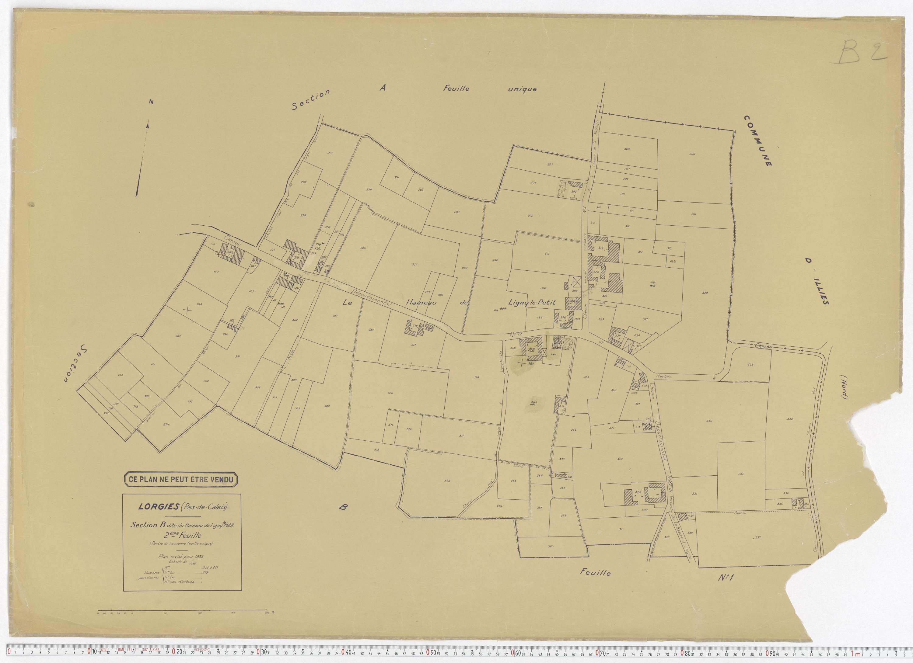 Lorgies - Section B, feuille 2.