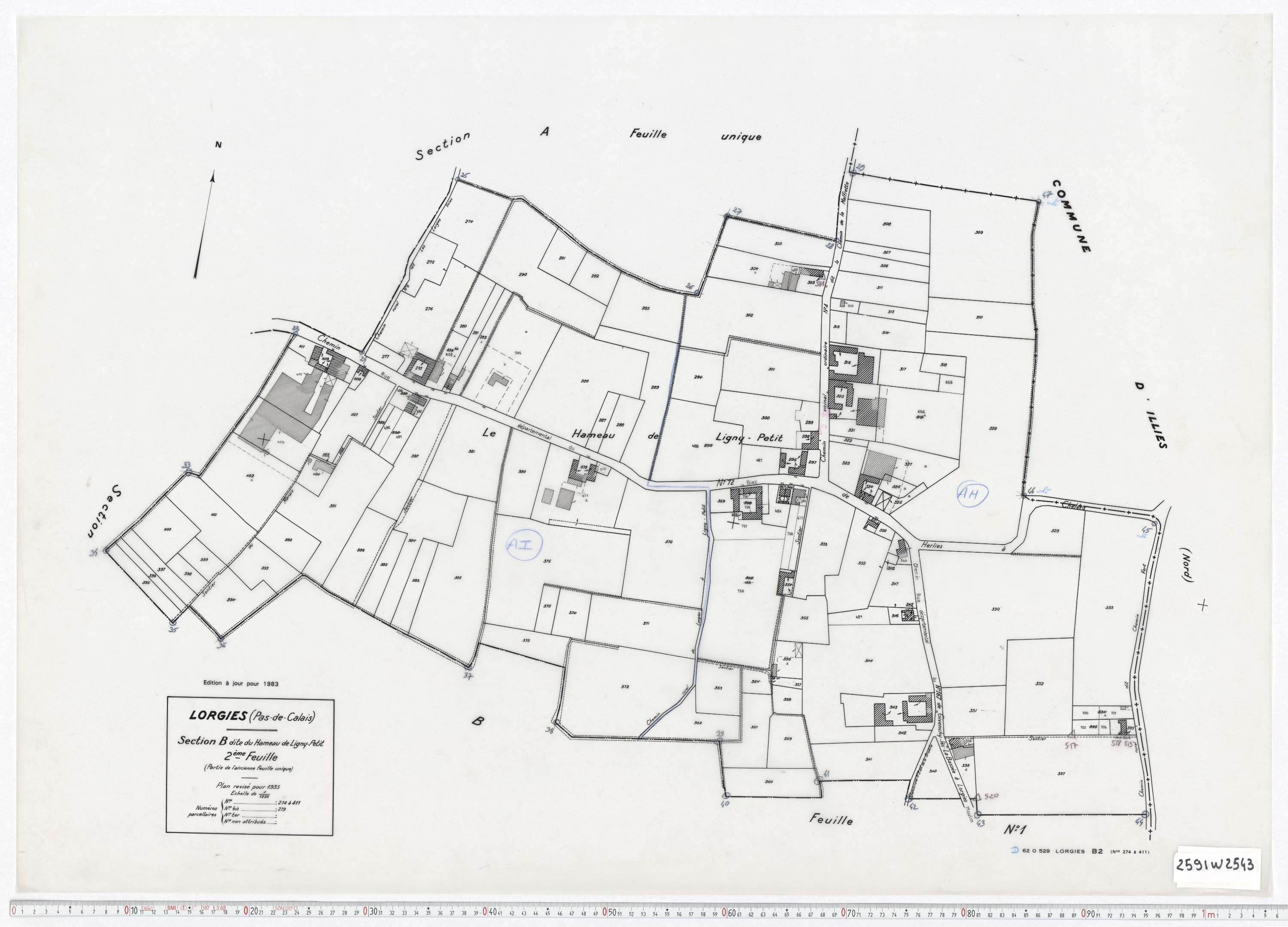 Lorgies - Section B, feuille 2.