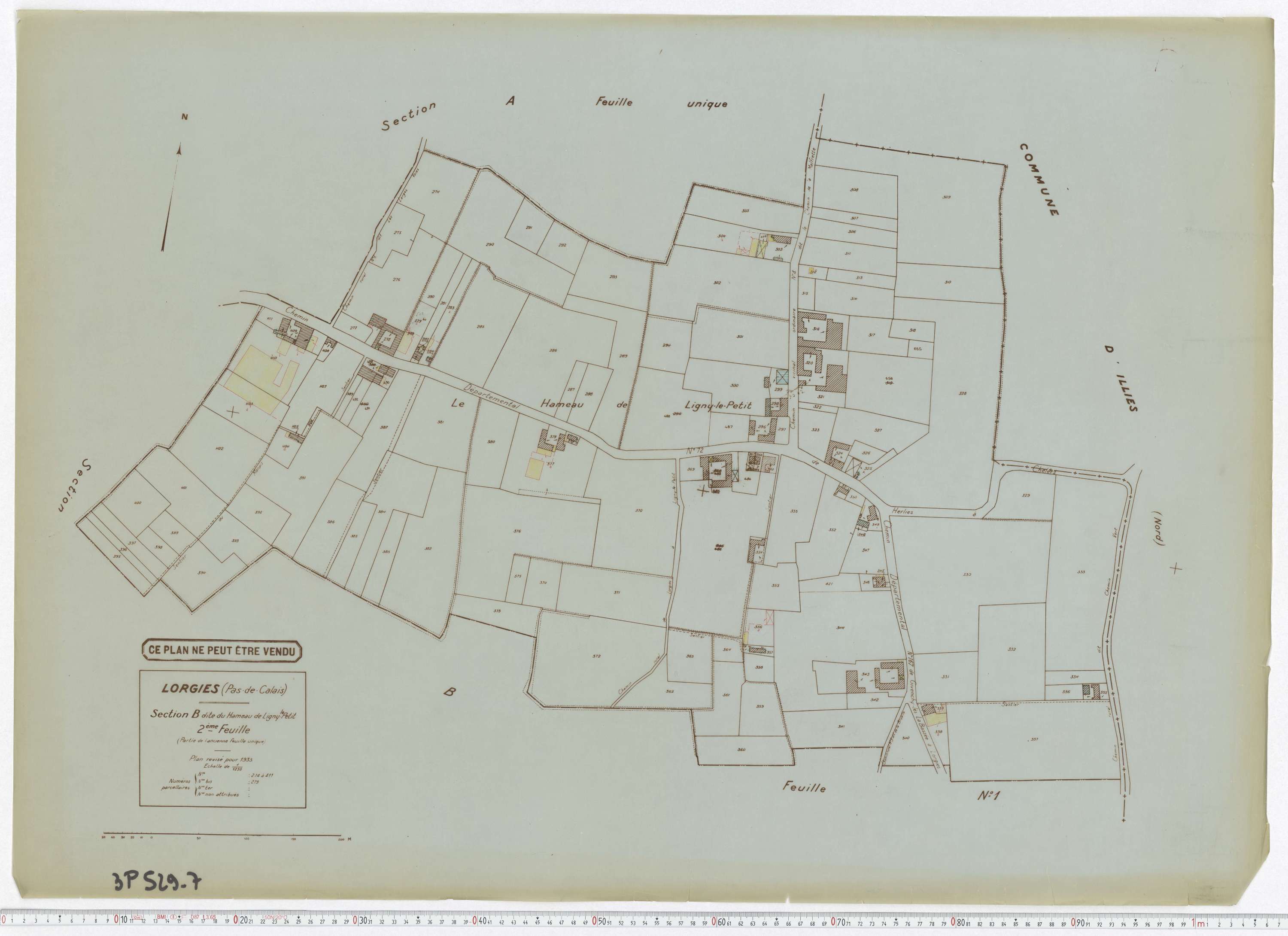 Lorgies - Section B, feuille 2.